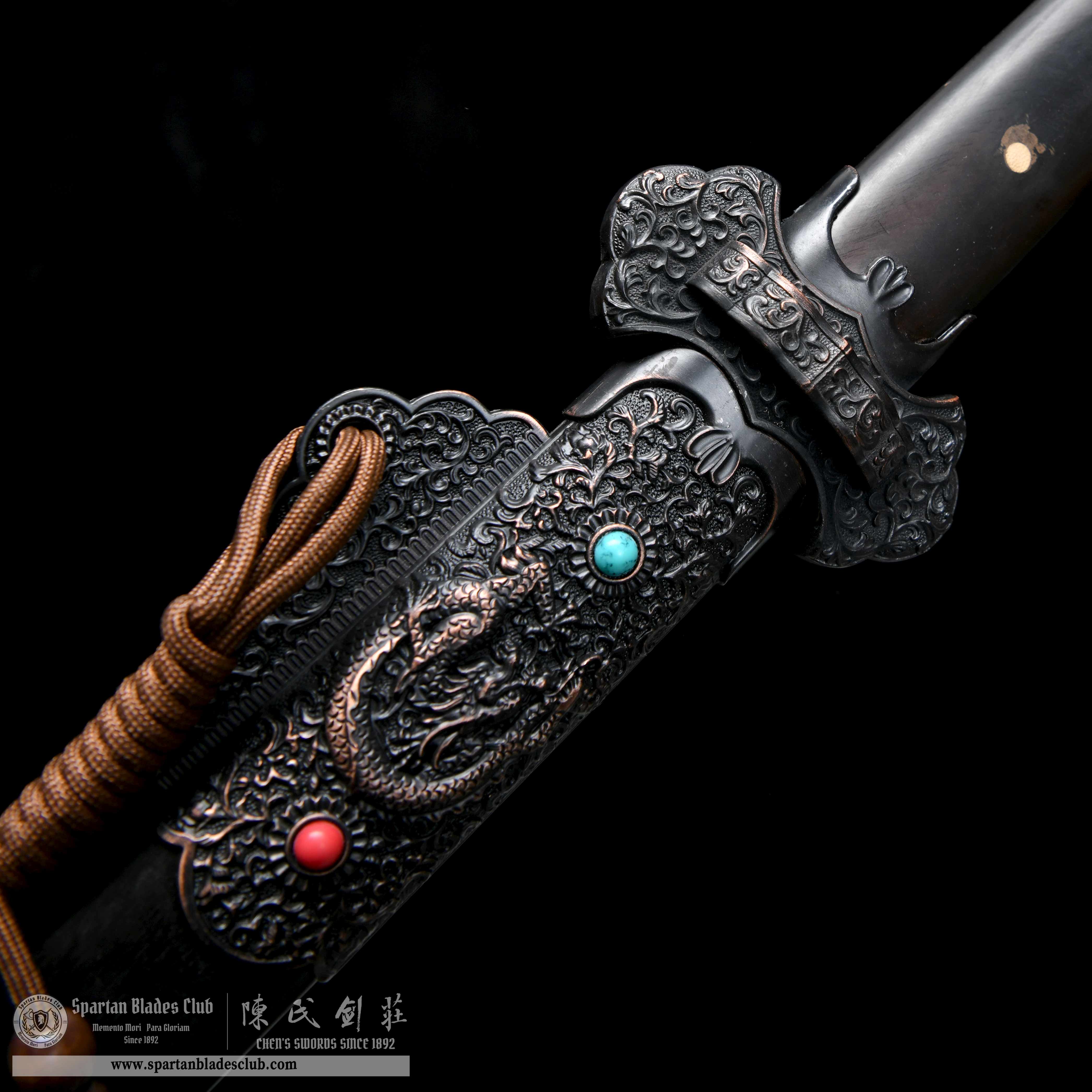 HY73 | Mo loong Jian | Chinese Sword（JIAN） | Damascus steel | Clay-tempered | Real Hamon | Black | Battle-Ready | Full-tang | Spartan Blades Club | CHEN'S SWORDS 1892 - Spartan Blades Club - 陳氏劍莊1892