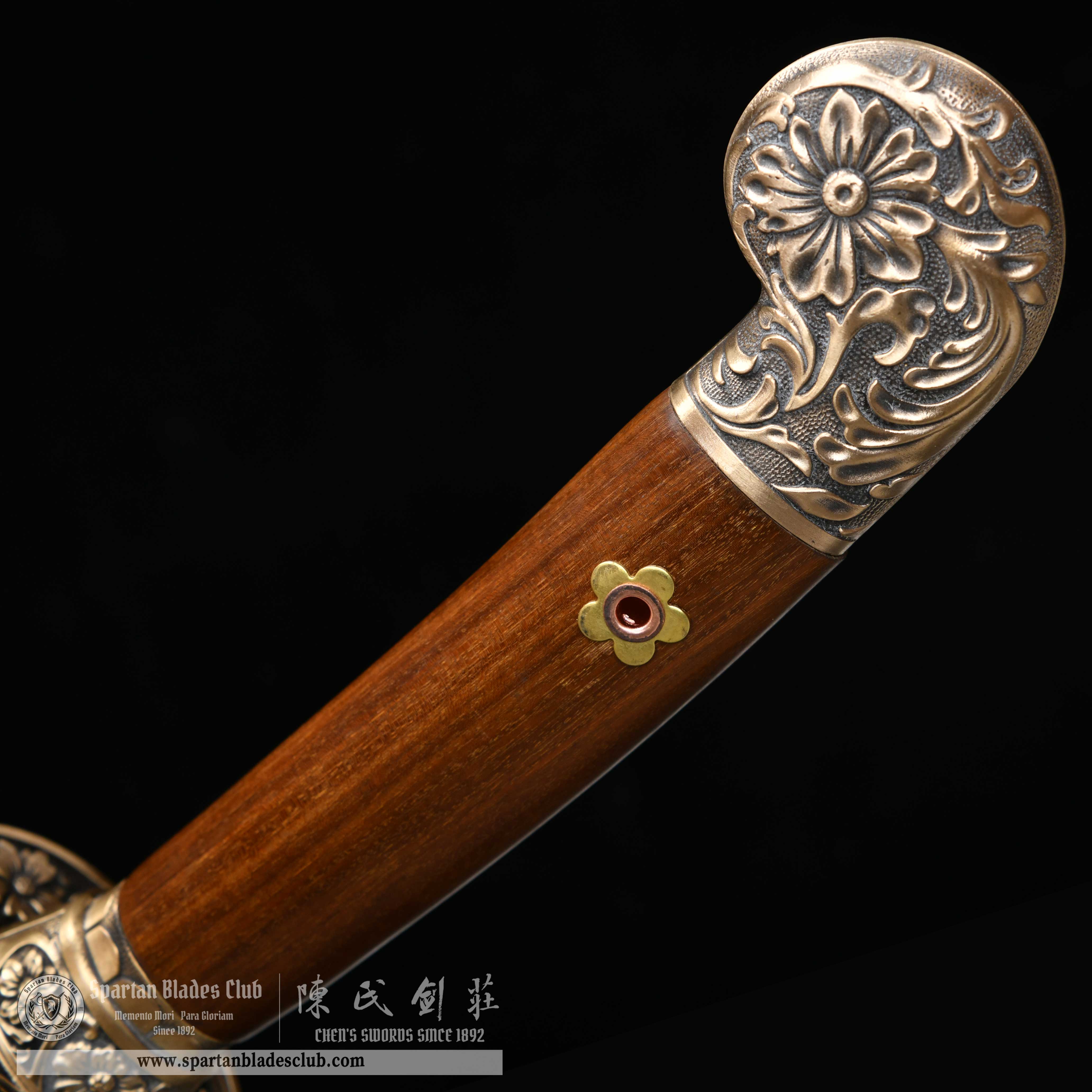 HY72 | Tong Hua Qing Dao | Qing Dao | Damascus steel | brown | flower | Battle-Ready | Full-tang | Spartan Blades Club | CHEN'S SWORDS 1892 - Spartan Blades Club - 陳氏劍莊1892