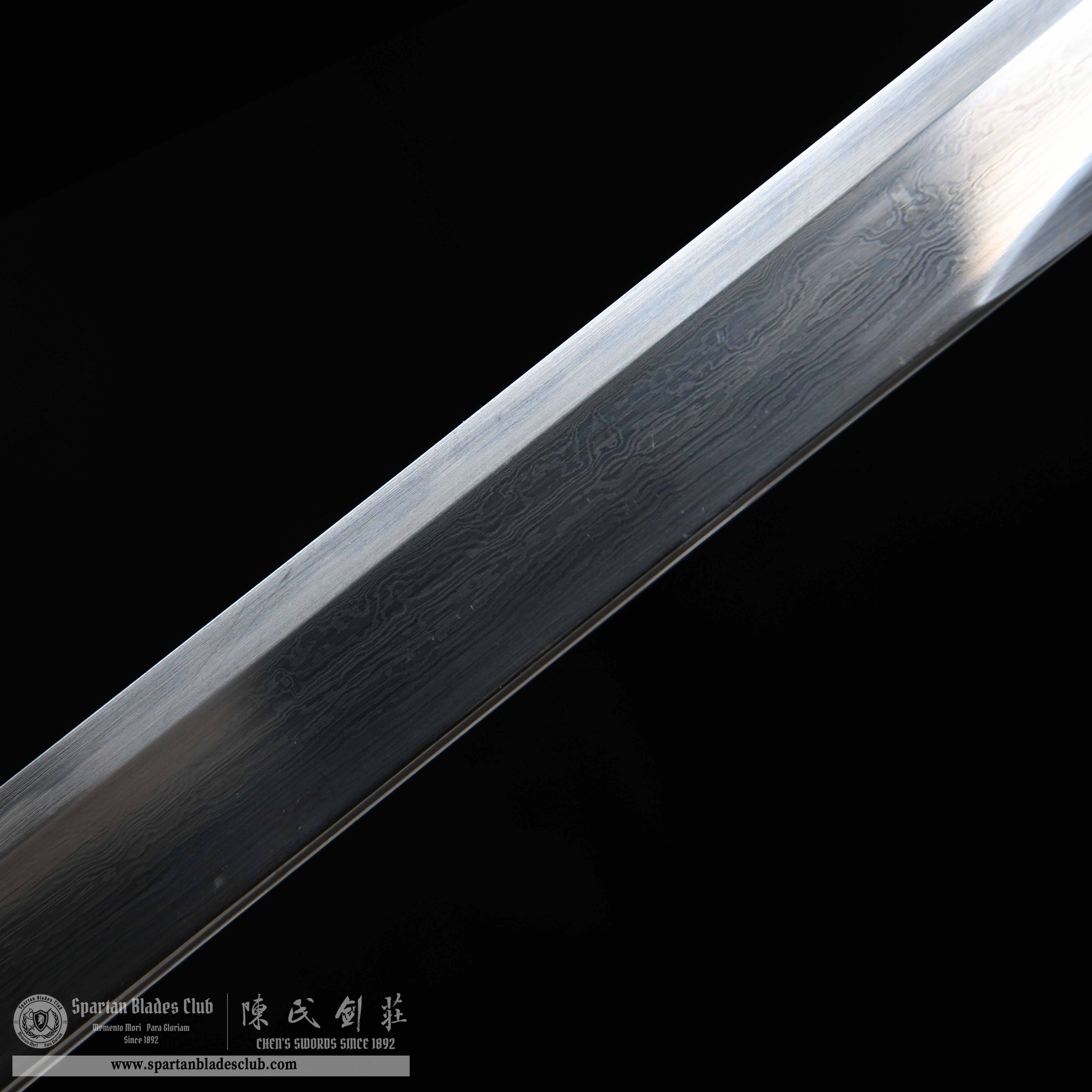 HY73 | Mo loong Jian | Chinese Sword(JIAN) | Damascus steel | Clay-tempered | Real Hamon | Black | Battle-Ready | Full-tang | Spartan Blades Club | CHEN'S SWORDS 1892 - Spartan Blades Club - 陳氏劍莊1892