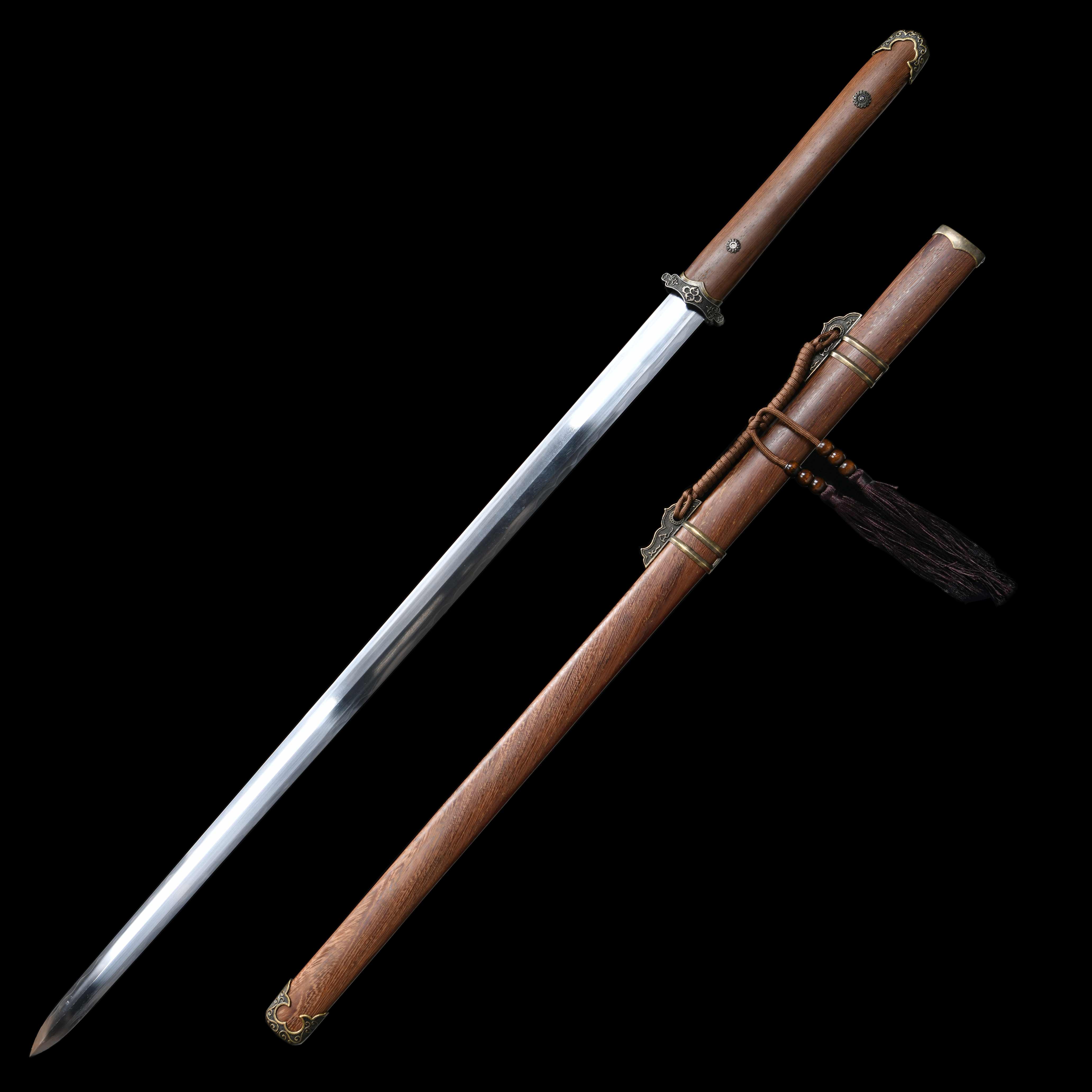 HY74 | Shuang Hua Jian | Chinese Sword(Tang JIAN Sword) | 1095 carbon steel | Clay-tempered | Real Hamon | Brown | Battle-Ready | Full-tang | Spartan Blades Club | CHEN'S SWORDS 1892 - Spartan Blades Club - 陳氏劍莊1892