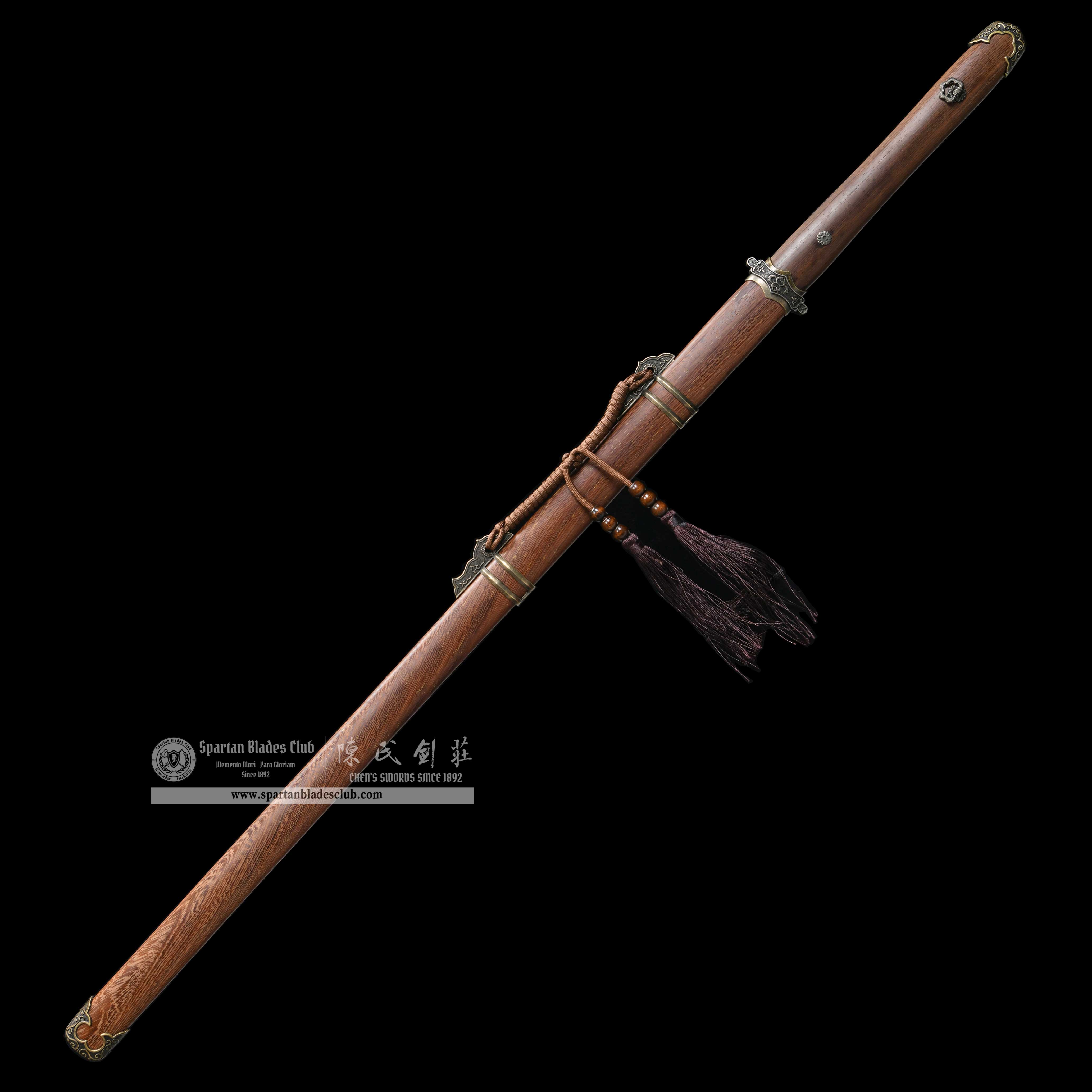 HY74 | Shuang Hua Jian | Chinese Sword(Tang JIAN Sword) | 1095 carbon steel | Clay-tempered | Real Hamon | Brown | Battle-Ready | Full-tang | Spartan Blades Club | CHEN'S SWORDS 1892 - Spartan Blades Club - 陳氏劍莊1892