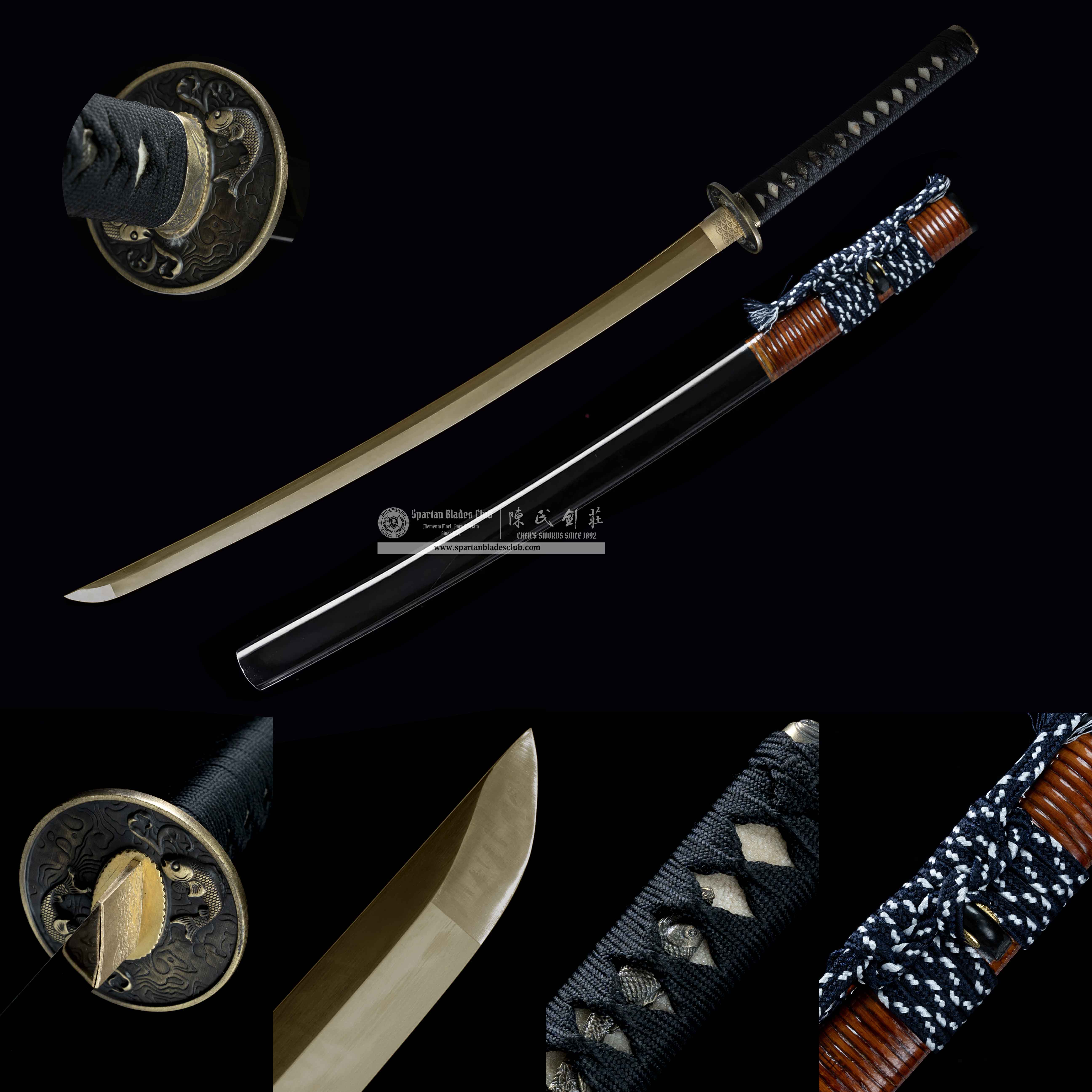 HY76 | Golden Koi Blade | Katana | High carbon steel | heat-colored golden finish | Black&golden | carp | Battle-Ready | Full-tang | Spartan Blades Club | CHEN'S SWORDS 1892 - Spartan Blades Club - 陳氏劍莊1892