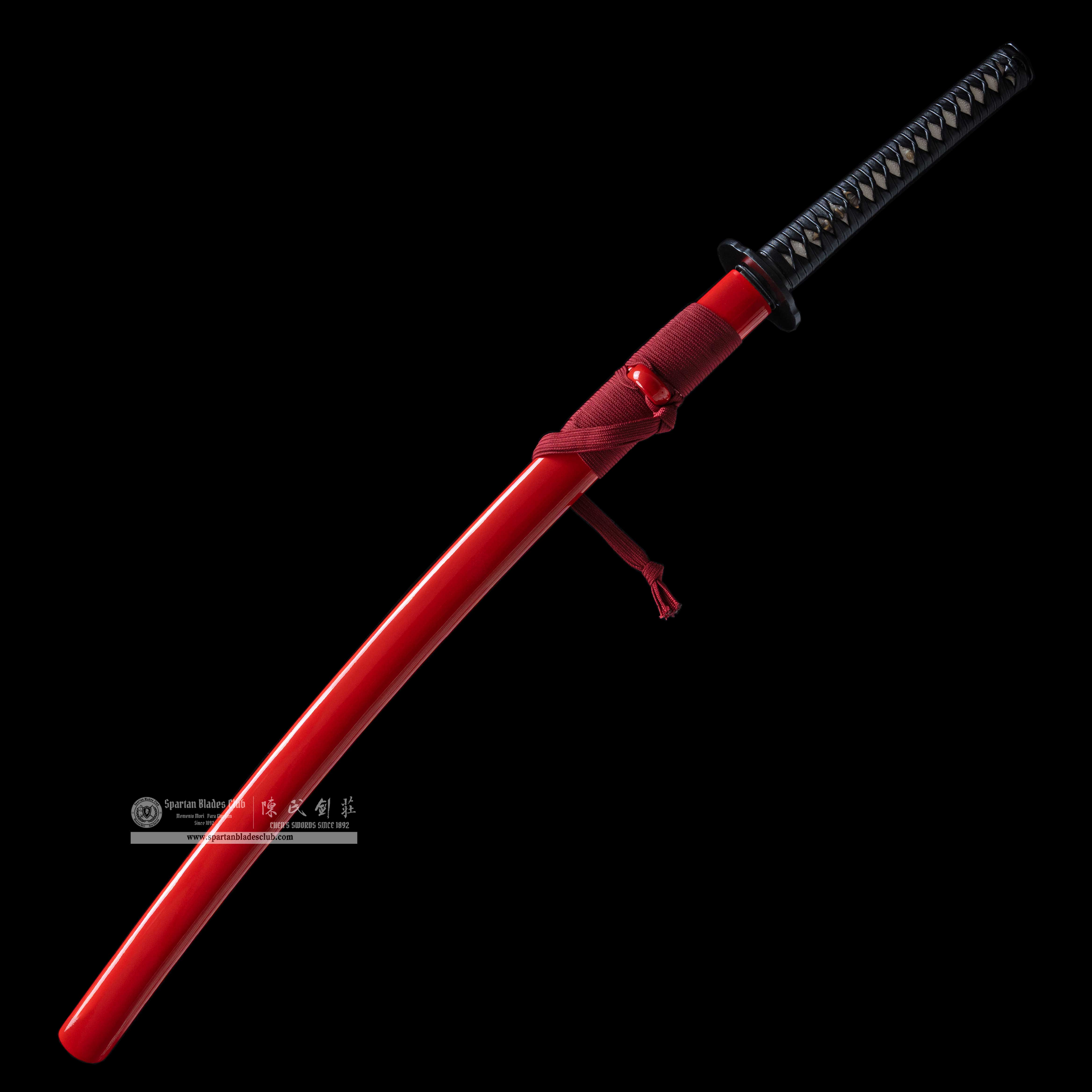 HY78 | Ninja Scroll - Jubei Kibagami Swords | Katana | T10 steel Clay-tempered  |  Real Hamon | Black & Red | Battle-Ready | Full-tang | Spartan Blades Club | CHEN'S SWORDS 1892 - Spartan Blades Club - 陳氏劍莊1892