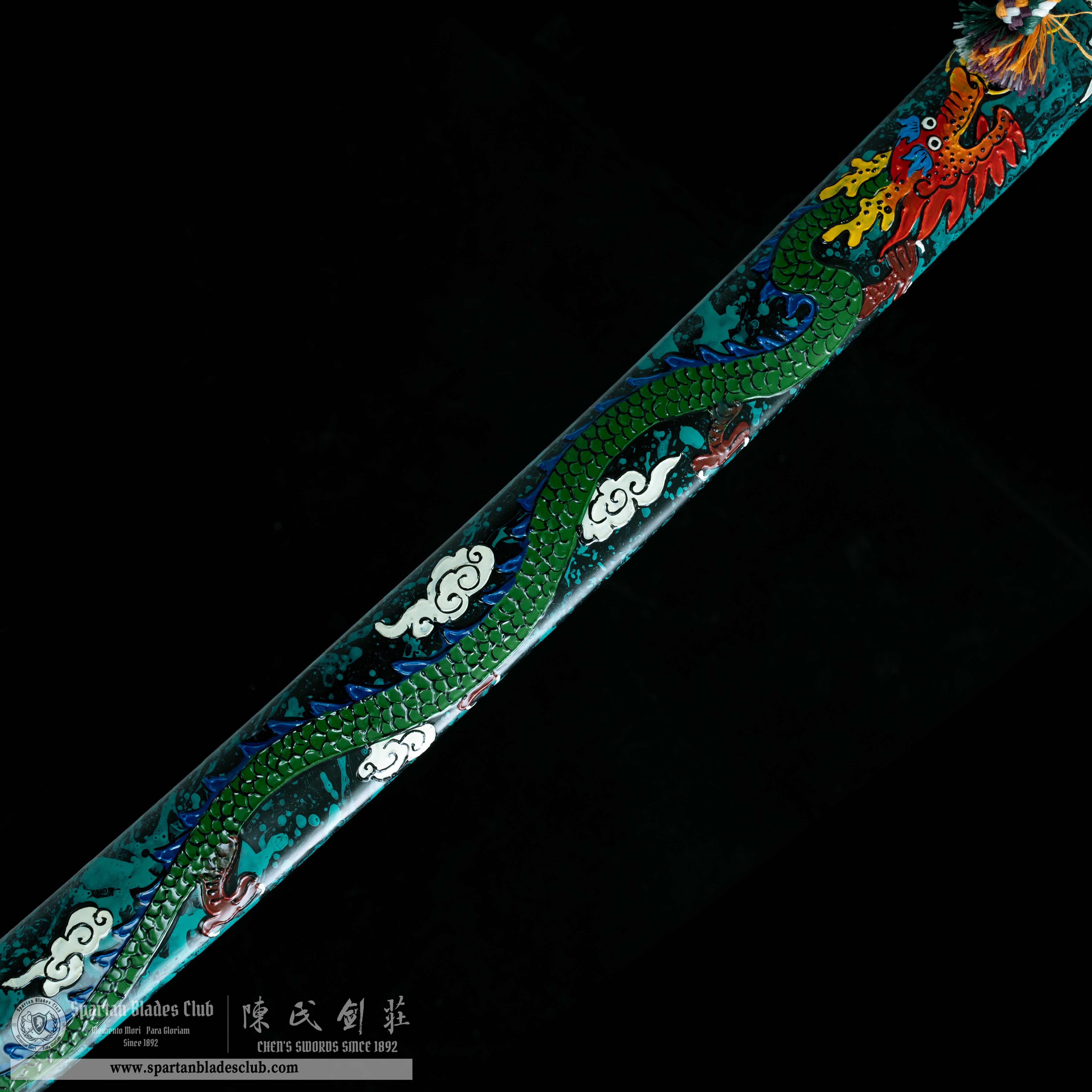 HY77 | Qing Loong Blade | Katana | T10 steel | Clay-tempered | Real Hamon | green | Loong(Chinese Dragon) | Battle-Ready | Full-tang | Spartan Blades Club | CHEN'S SWORDS 1892 - Spartan Blades Club - 陳氏劍莊1892