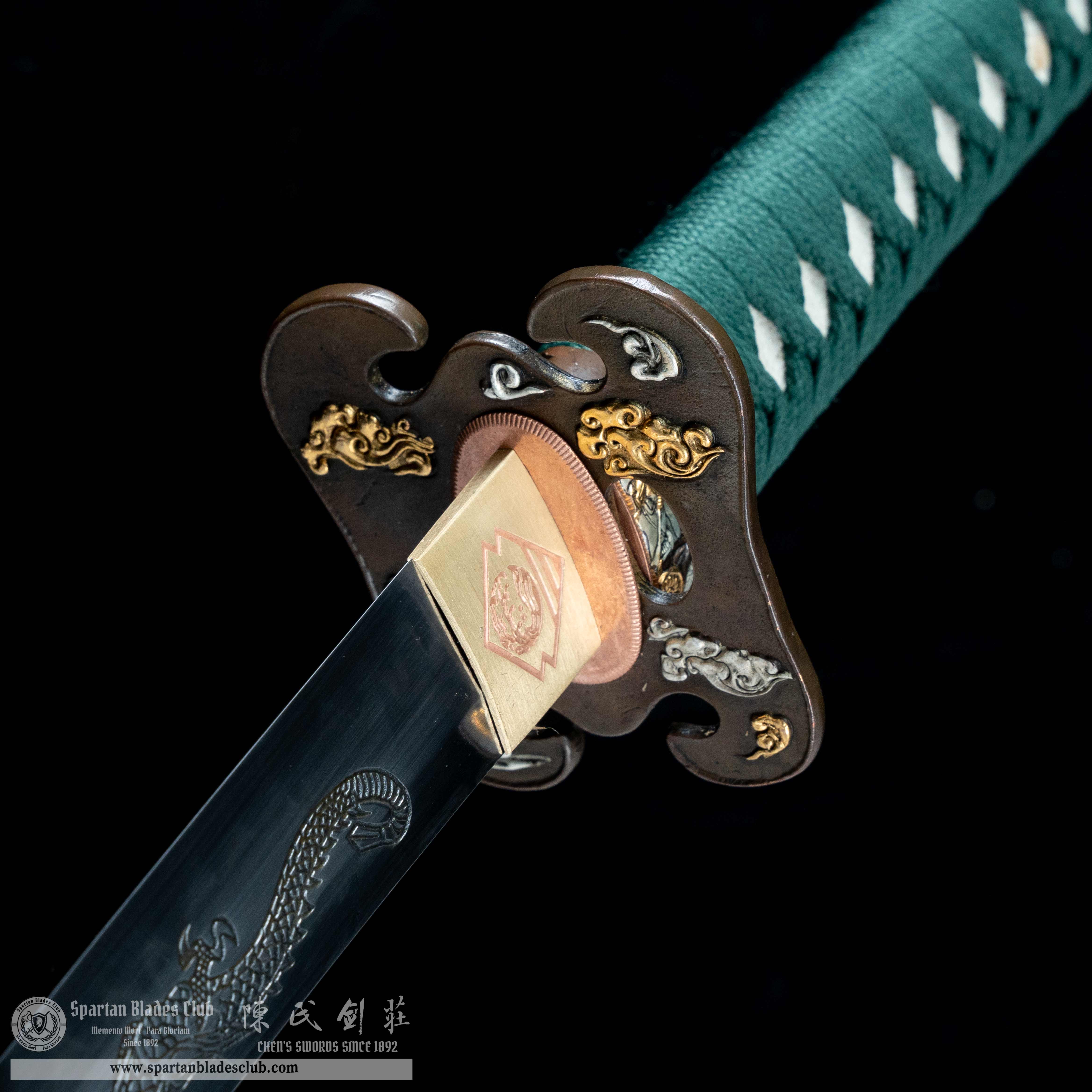 HY77 | Qing Loong Blade | Katana | T10 steel | Clay-tempered | Real Hamon | green | Loong(Chinese Dragon) | Battle-Ready | Full-tang | Spartan Blades Club | CHEN'S SWORDS 1892 - Spartan Blades Club - 陳氏劍莊1892