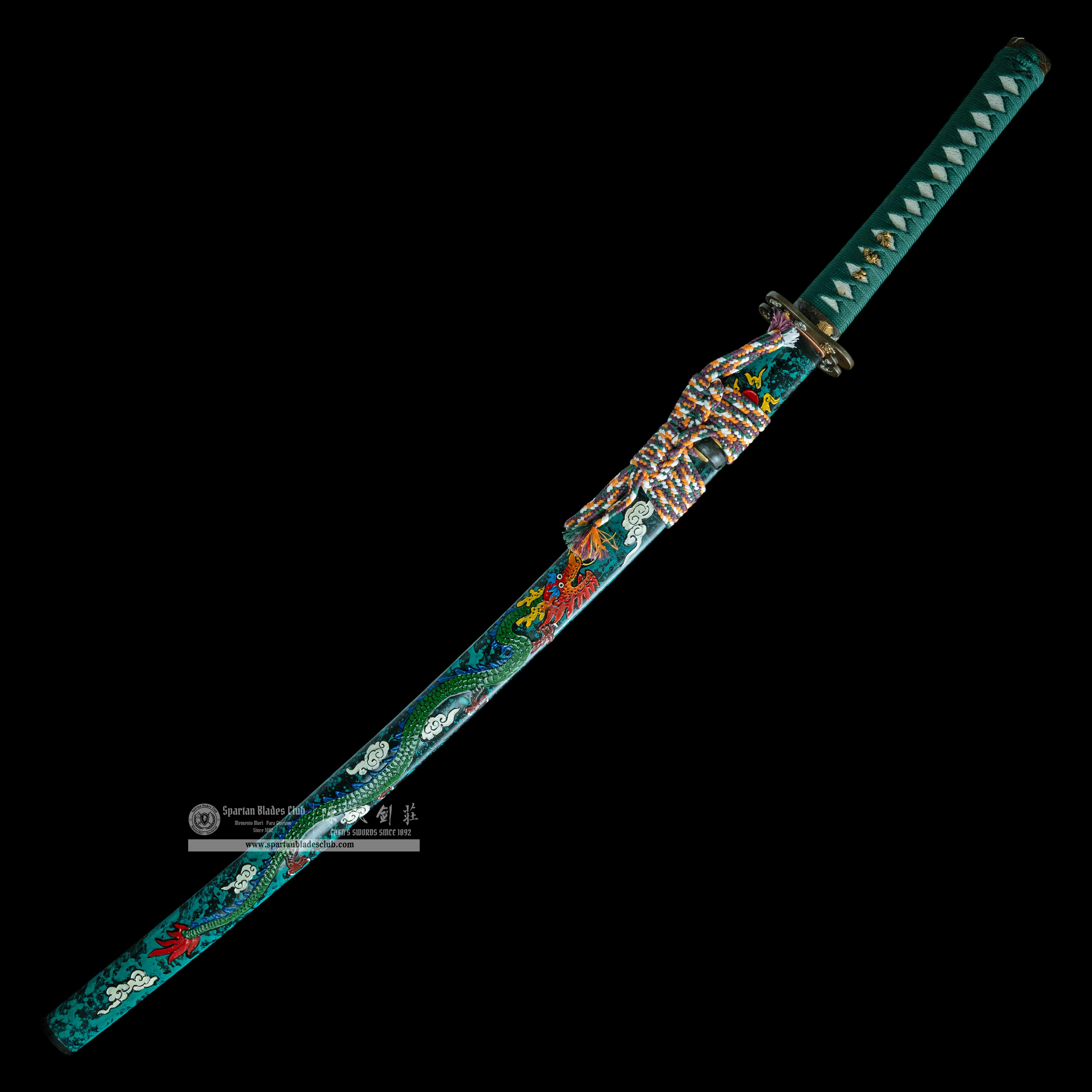 HY77 | Qing Loong Blade | Katana | T10 steel | Clay-tempered | Real Hamon | green | Loong(Chinese Dragon) | Battle-Ready | Full-tang | Spartan Blades Club | CHEN'S SWORDS 1892 - Spartan Blades Club - 陳氏劍莊1892