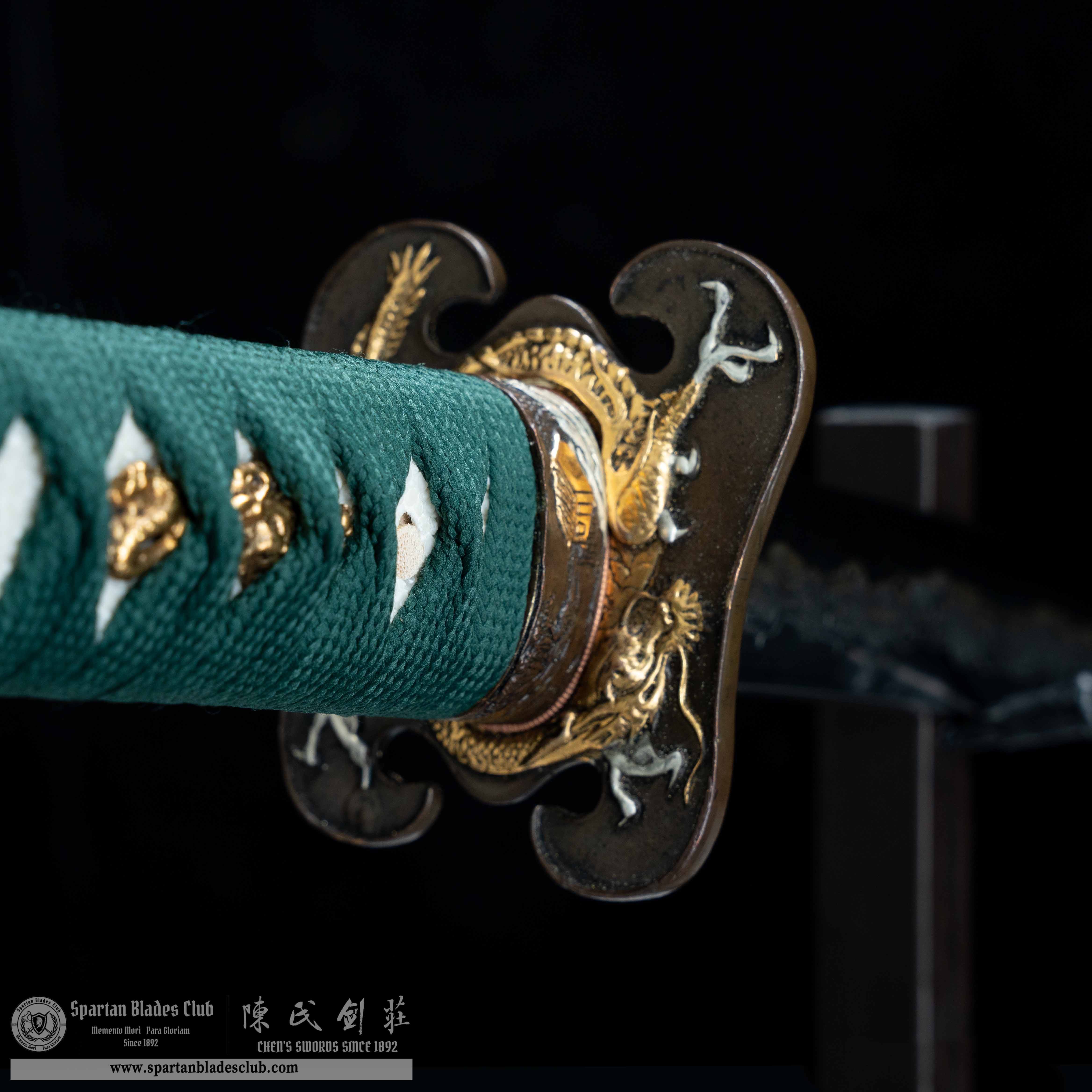 HY77 | Qing Loong Blade | Katana | T10 steel | Clay-tempered | Real Hamon | green | Loong(Chinese Dragon) | Battle-Ready | Full-tang | Spartan Blades Club | CHEN'S SWORDS 1892 - Spartan Blades Club - 陳氏劍莊1892