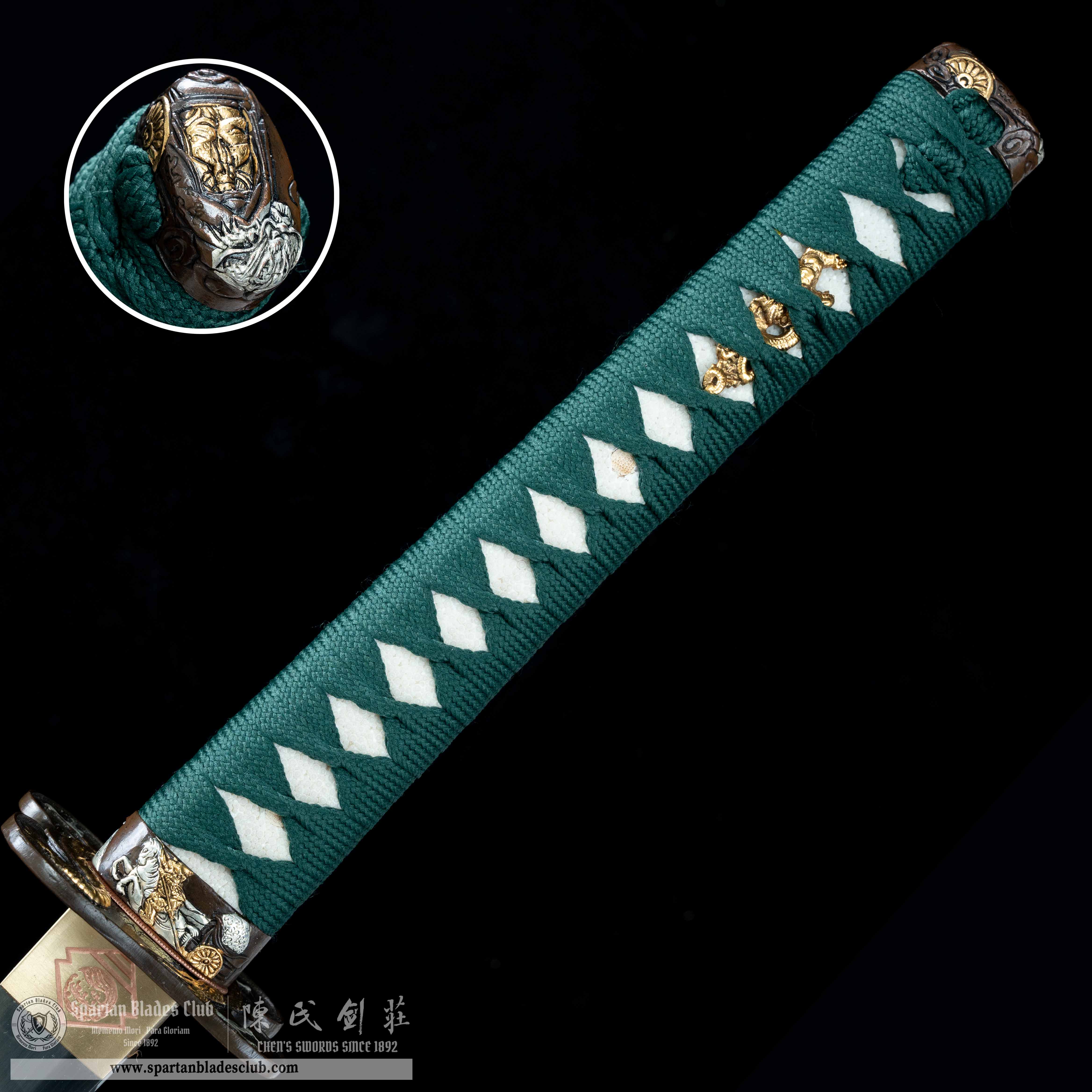 HY77 | Qing Loong Blade | Katana | T10 steel | Clay-tempered | Real Hamon | green | Loong(Chinese Dragon) | Battle-Ready | Full-tang | Spartan Blades Club | CHEN'S SWORDS 1892 - Spartan Blades Club - 陳氏劍莊1892