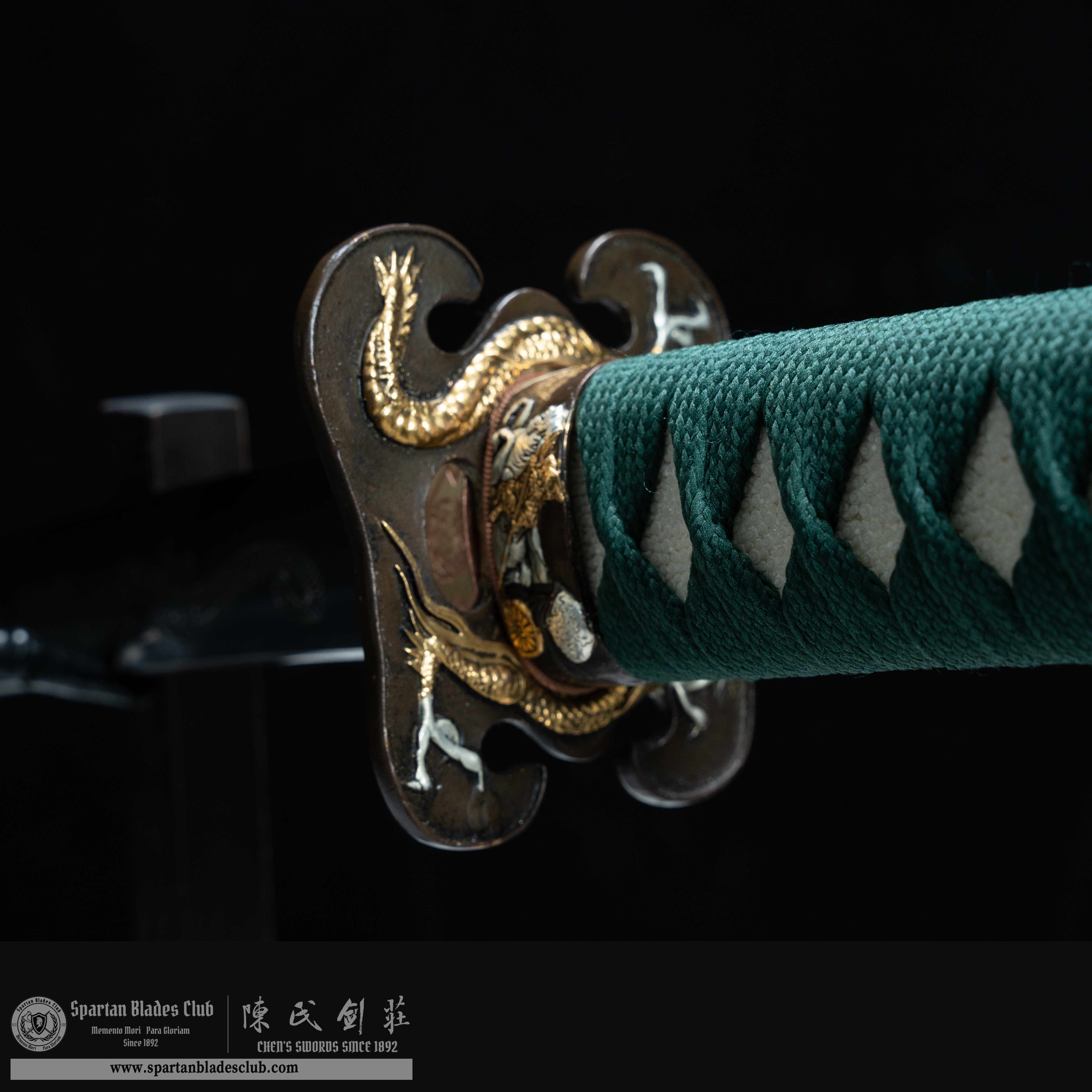 HY77 | Qing Loong Blade | Katana | T10 steel | Clay-tempered | Real Hamon | green | Loong(Chinese Dragon) | Battle-Ready | Full-tang | Spartan Blades Club | CHEN'S SWORDS 1892 - Spartan Blades Club - 陳氏劍莊1892