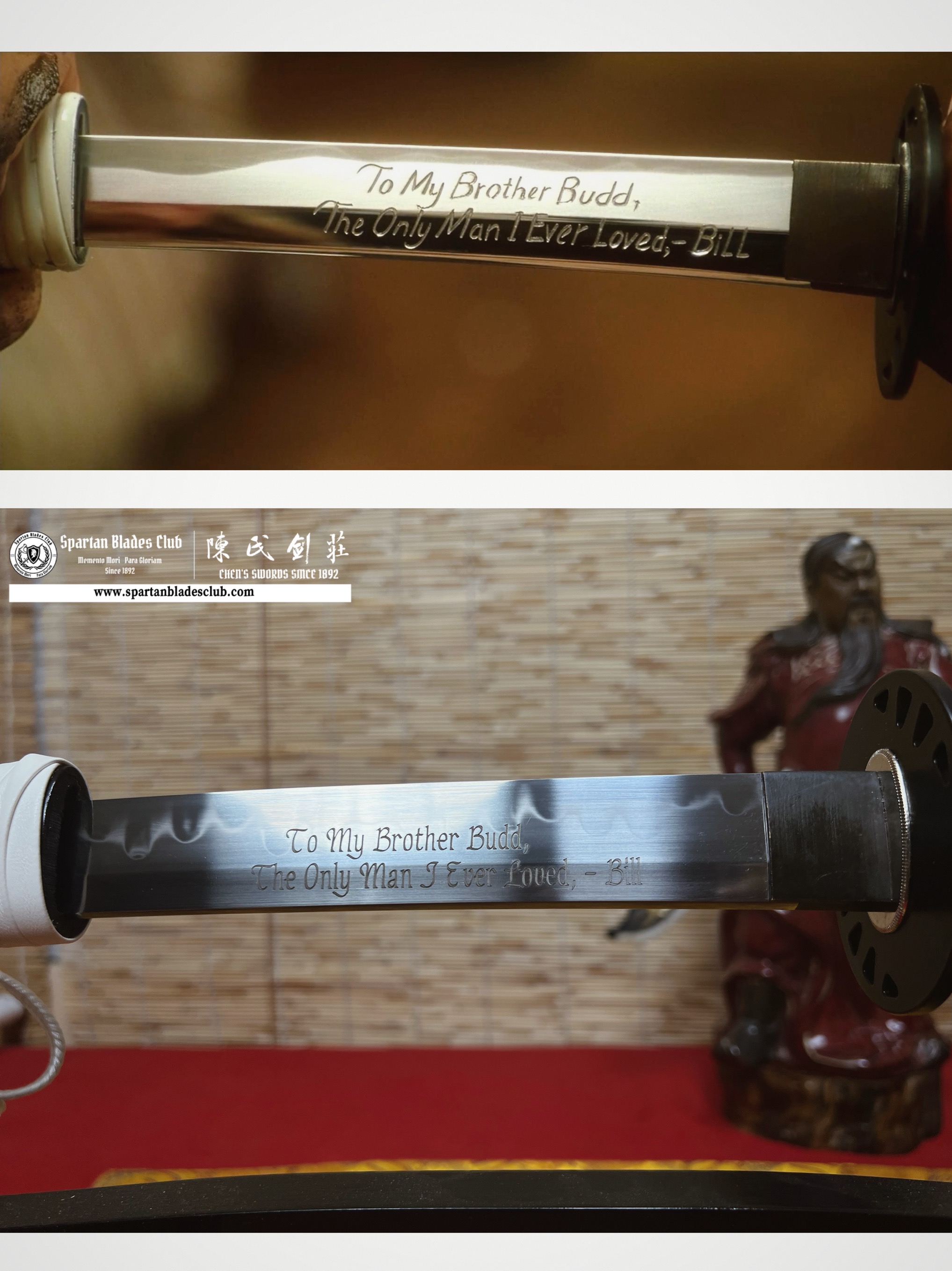 HY99🔥Budd Sword - Kill Bill | Katana | T10 high carbon steel | Clay-tempered Real hamon | Battle-ready | Full-tang | Black White | Spartan Blades Club | CHEN'S SWORDS 1892 - Spartan Blades Club - 陳氏劍莊1892