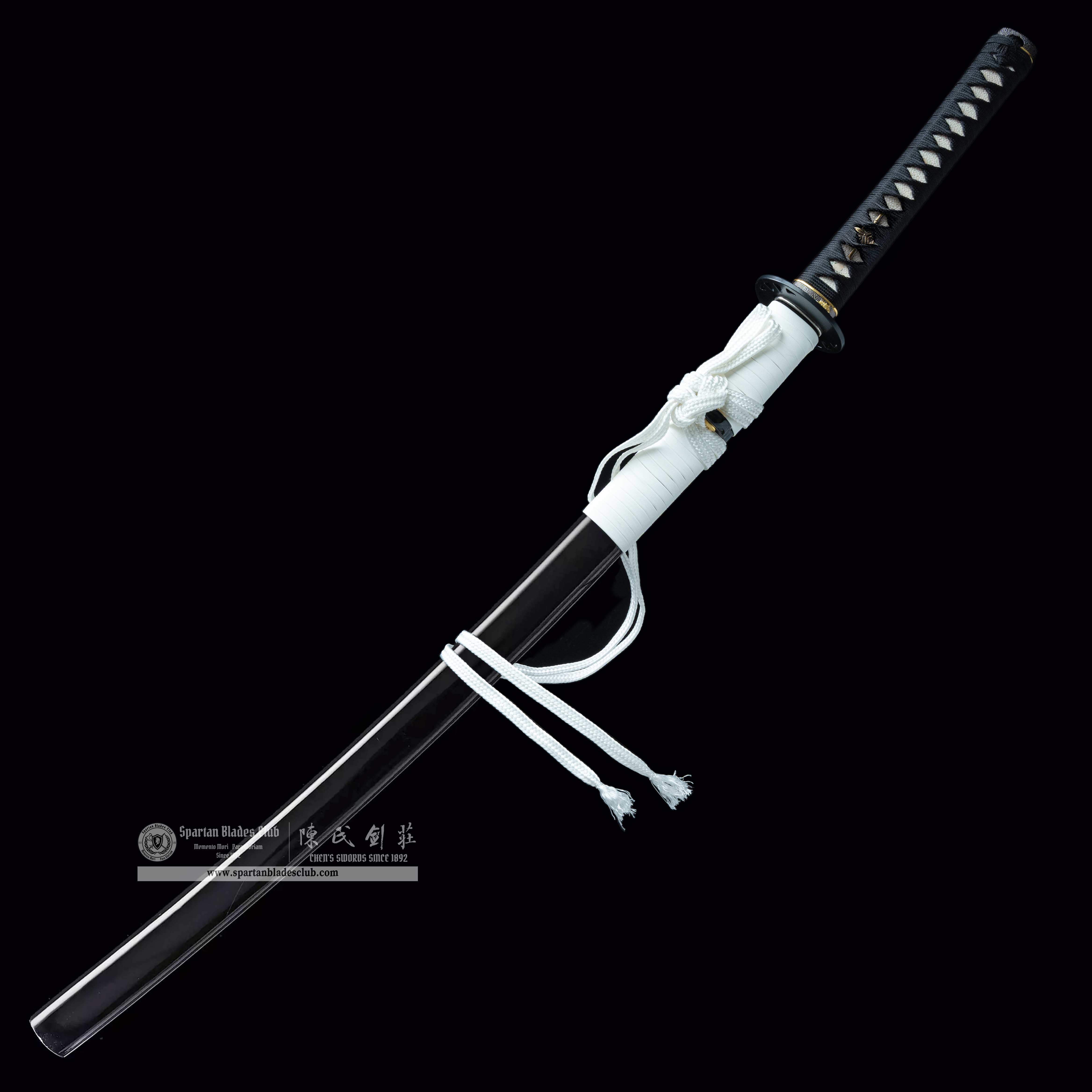 HY99🔥Budd Sword - Kill Bill | Katana | T10 high carbon steel | Clay-tempered Real hamon | Battle-ready | Full-tang | Black White | Spartan Blades Club | CHEN'S SWORDS 1892 - Spartan Blades Club - 陳氏劍莊1892