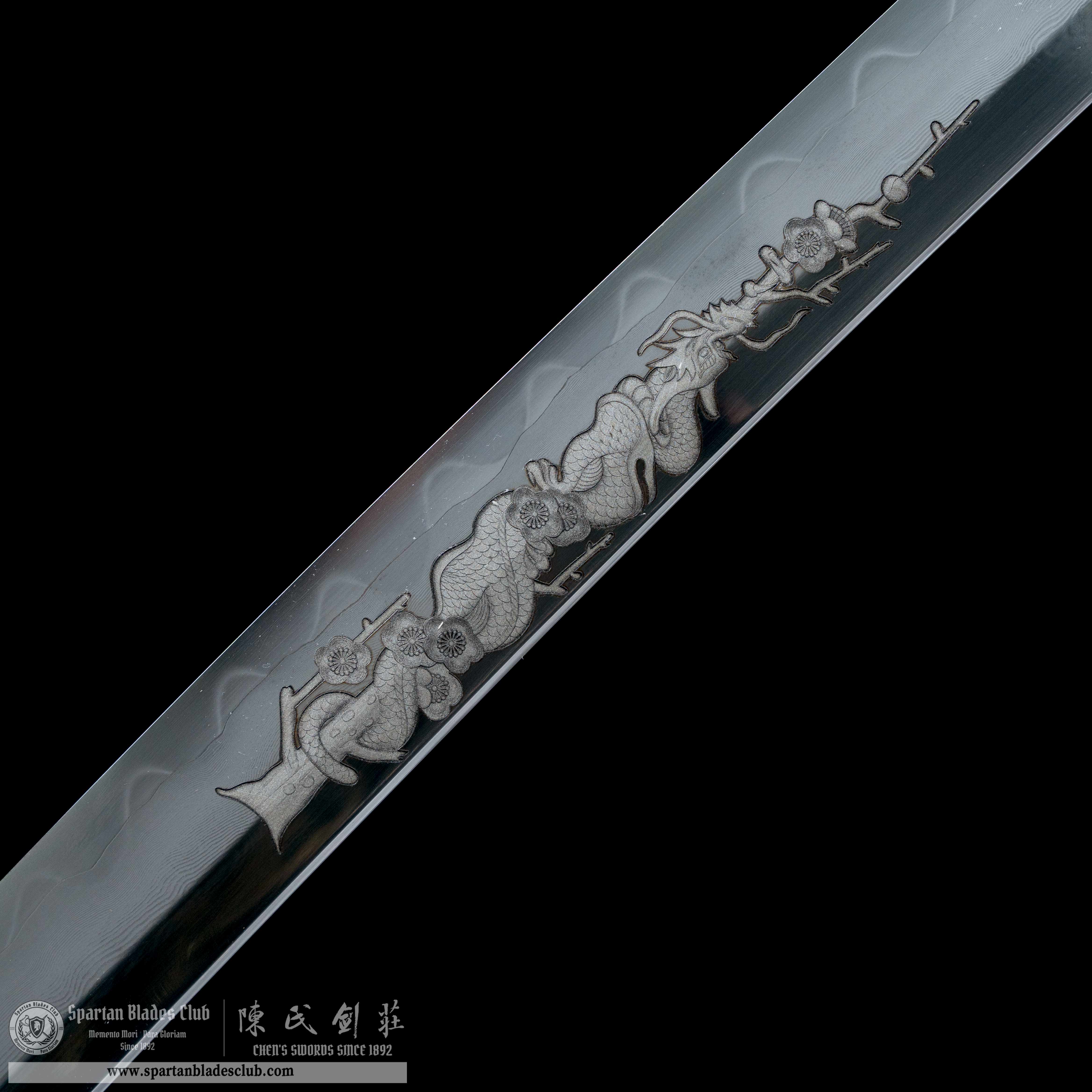HY80 | Gilt Samurai | Katana | T10 steel wrapped in Damascus steel | Honsanmai structure blade | Samurai | navy blue&golden | Battle-Ready | Full-tang | Spartan Blades Club | CHEN'S SWORDS 1892 - Spartan Blades Club