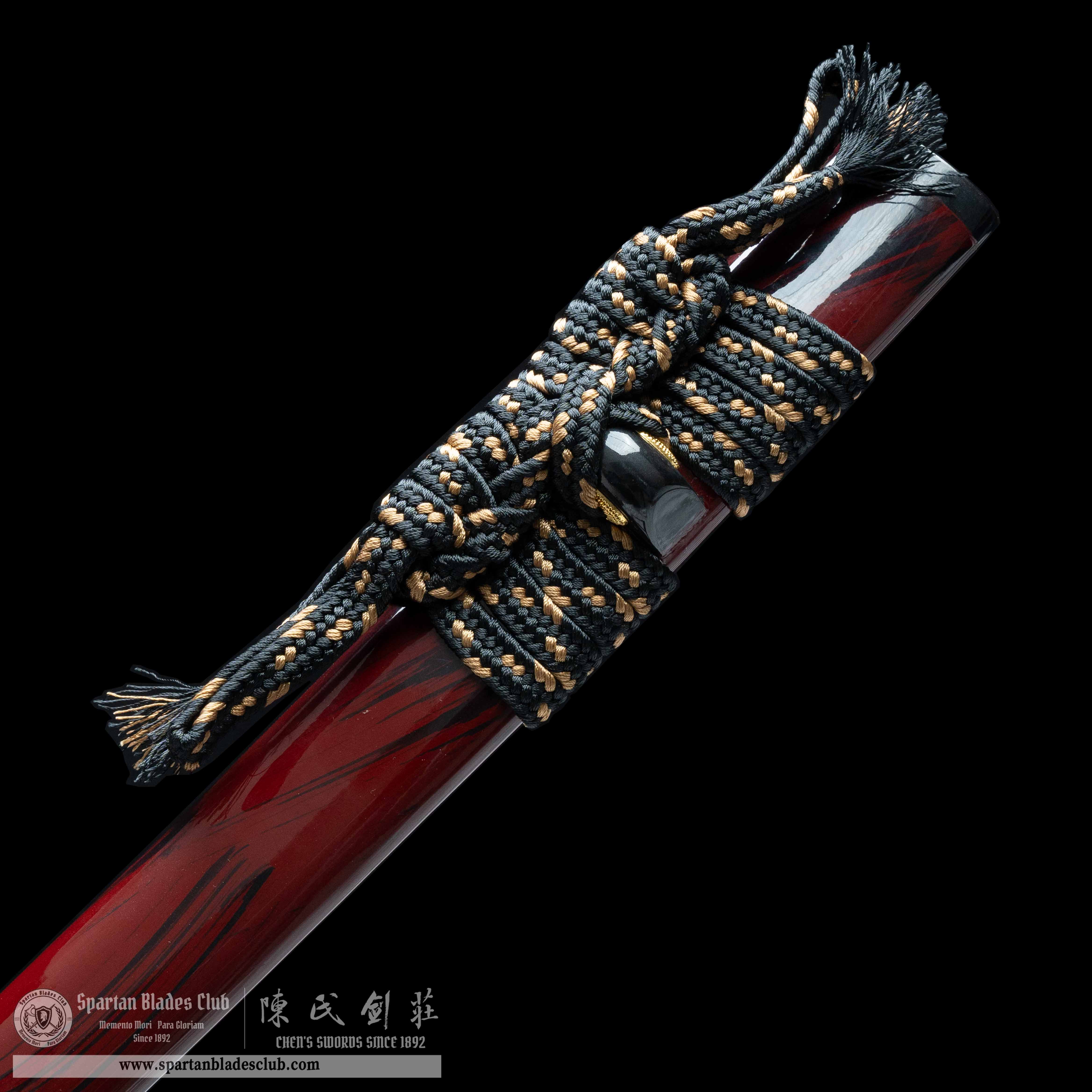 HY82 | Shukin Samurai | Katana | Damascus steel | clay-tempered | real hamon | Red | turtle | Battle-Ready | Full-tang | Spartan Blades Club | CHEN'S SWORDS 1892 - Spartan Blades Club - 陳氏劍莊1892