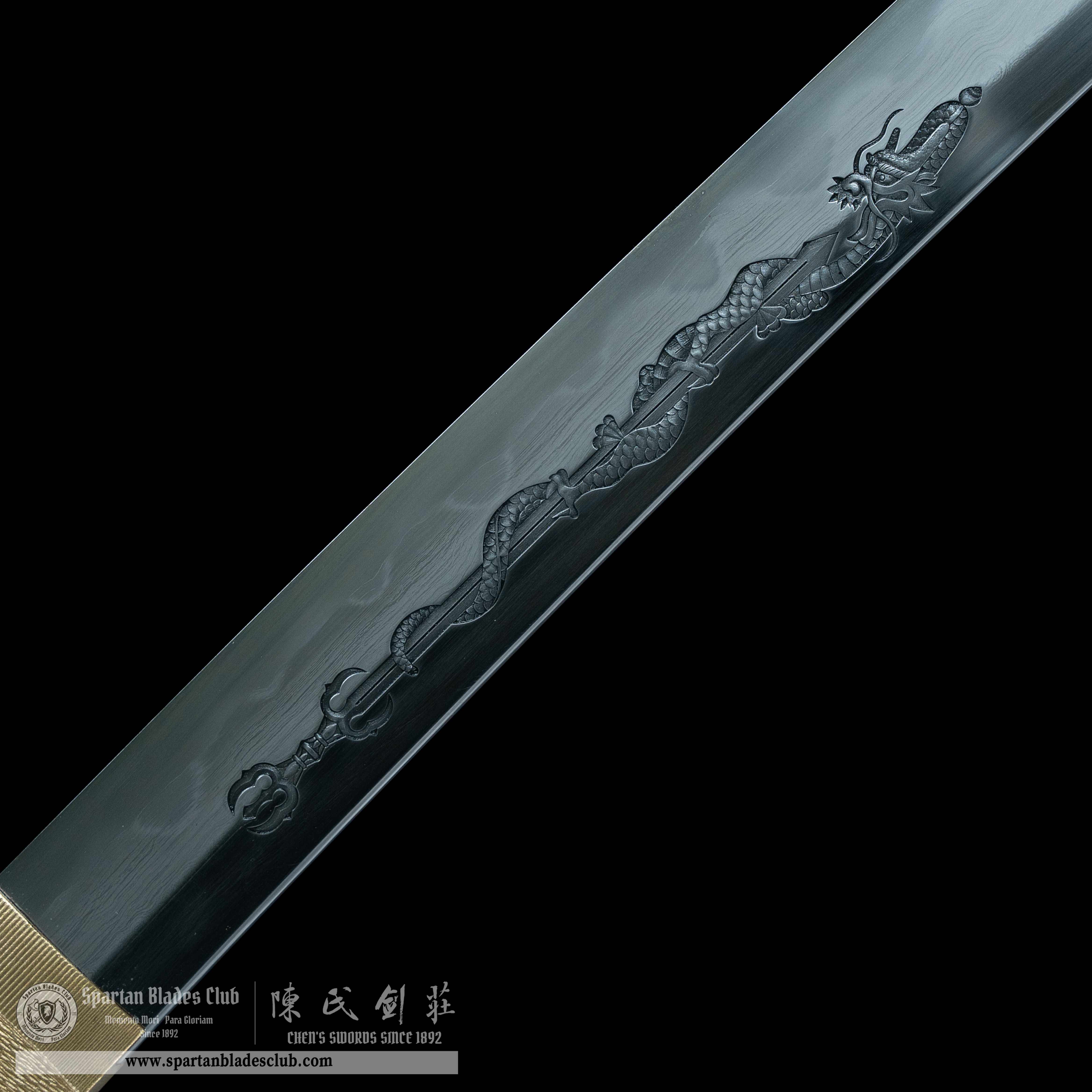 HY79 | Moyan Loong Blade | Katana | T10 steel wrapped in Damascus steel | Honsanmai structure blade | Loong(Chinese Dragon) | Black&Green&Red | Battle-Ready | Full-tang | Spartan Blades Club | CHEN'S SWORDS 1892 - Spartan Blades Club - 陳氏劍莊1892