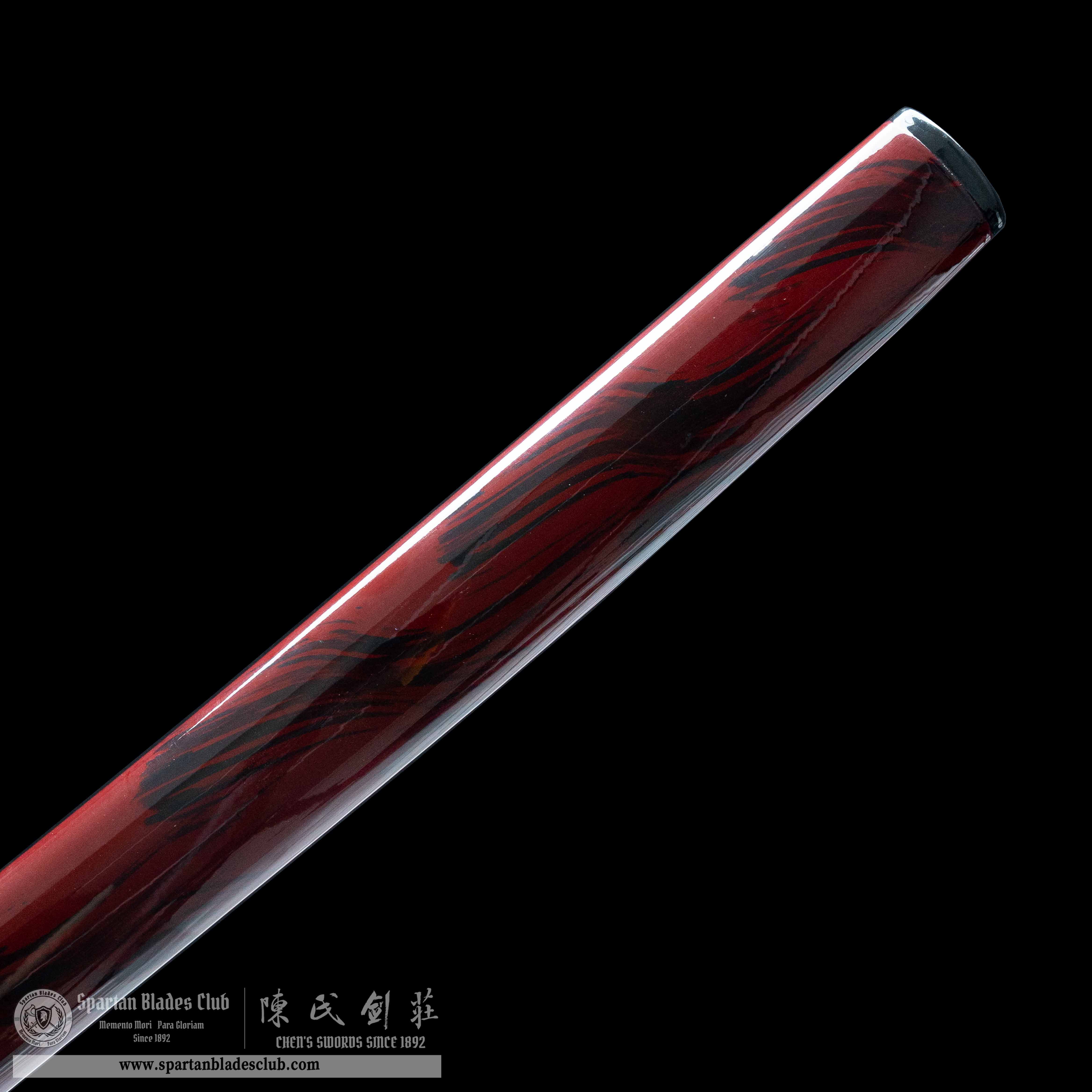 HY82 | Shukin Samurai | Katana | Damascus steel | clay-tempered | real hamon | Red | turtle | Battle-Ready | Full-tang | Spartan Blades Club | CHEN'S SWORDS 1892 - Spartan Blades Club - 陳氏劍莊1892