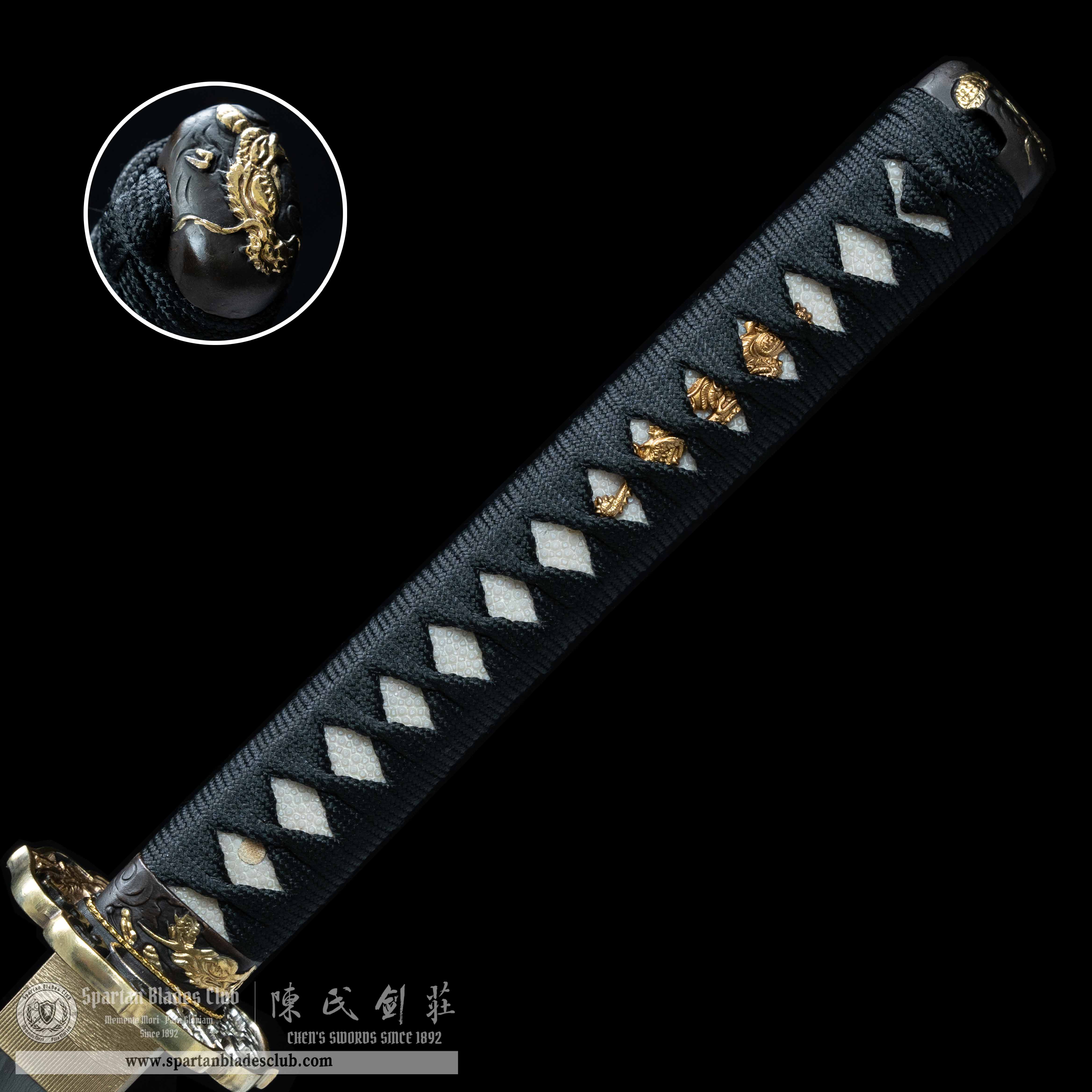 HY79 | Moyan Loong Blade | Katana | T10 steel wrapped in Damascus steel | Honsanmai structure blade | Loong(Chinese Dragon) | Black&Green&Red | Battle-Ready | Full-tang | Spartan Blades Club | CHEN'S SWORDS 1892 - Spartan Blades Club - 陳氏劍莊1892