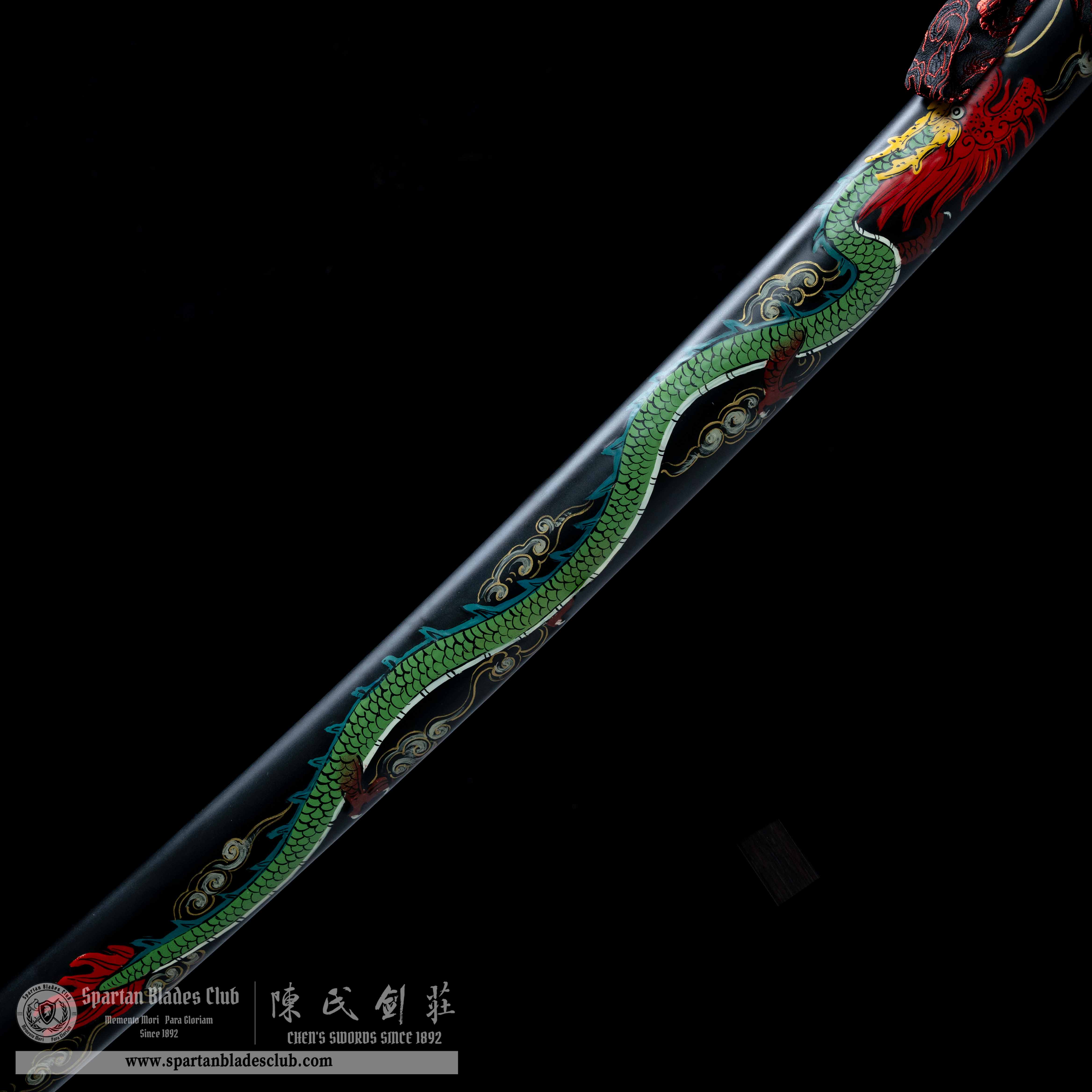 HY79 | Moyan Loong Blade | Katana | T10 steel wrapped in Damascus steel | Honsanmai structure blade | Loong(Chinese Dragon) | Black&Green&Red | Battle-Ready | Full-tang | Spartan Blades Club | CHEN'S SWORDS 1892 - Spartan Blades Club - 陳氏劍莊1892