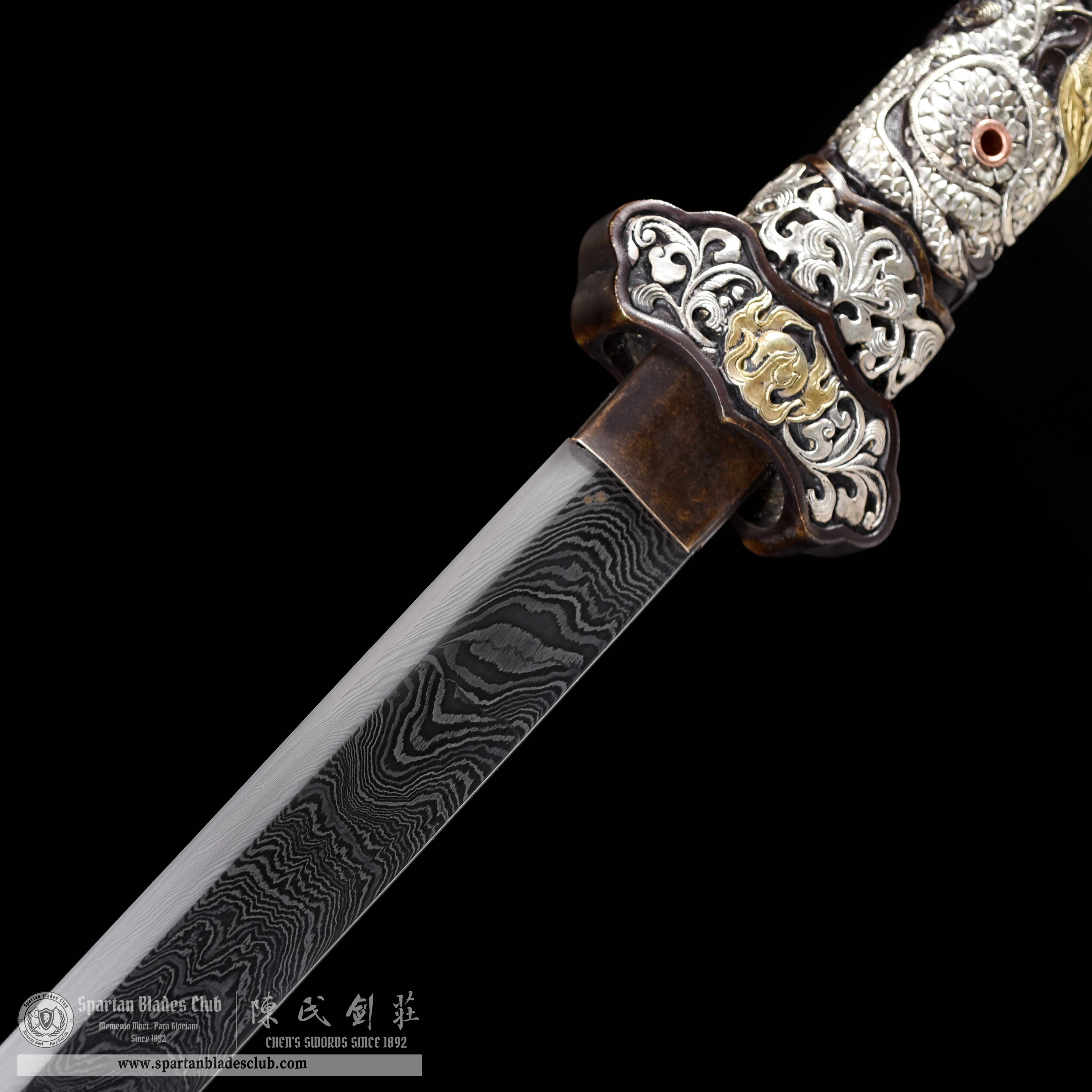 TL02 | LoongLiu Jin Blade | Tang Dao | Damascus steel |Gilded gold and silver | golden&silvery | Battle-Ready | Full-tang | Spartan Blades Club | CHEN'S SWORDS 1892 - Spartan Blades Club - 陳氏劍莊1892