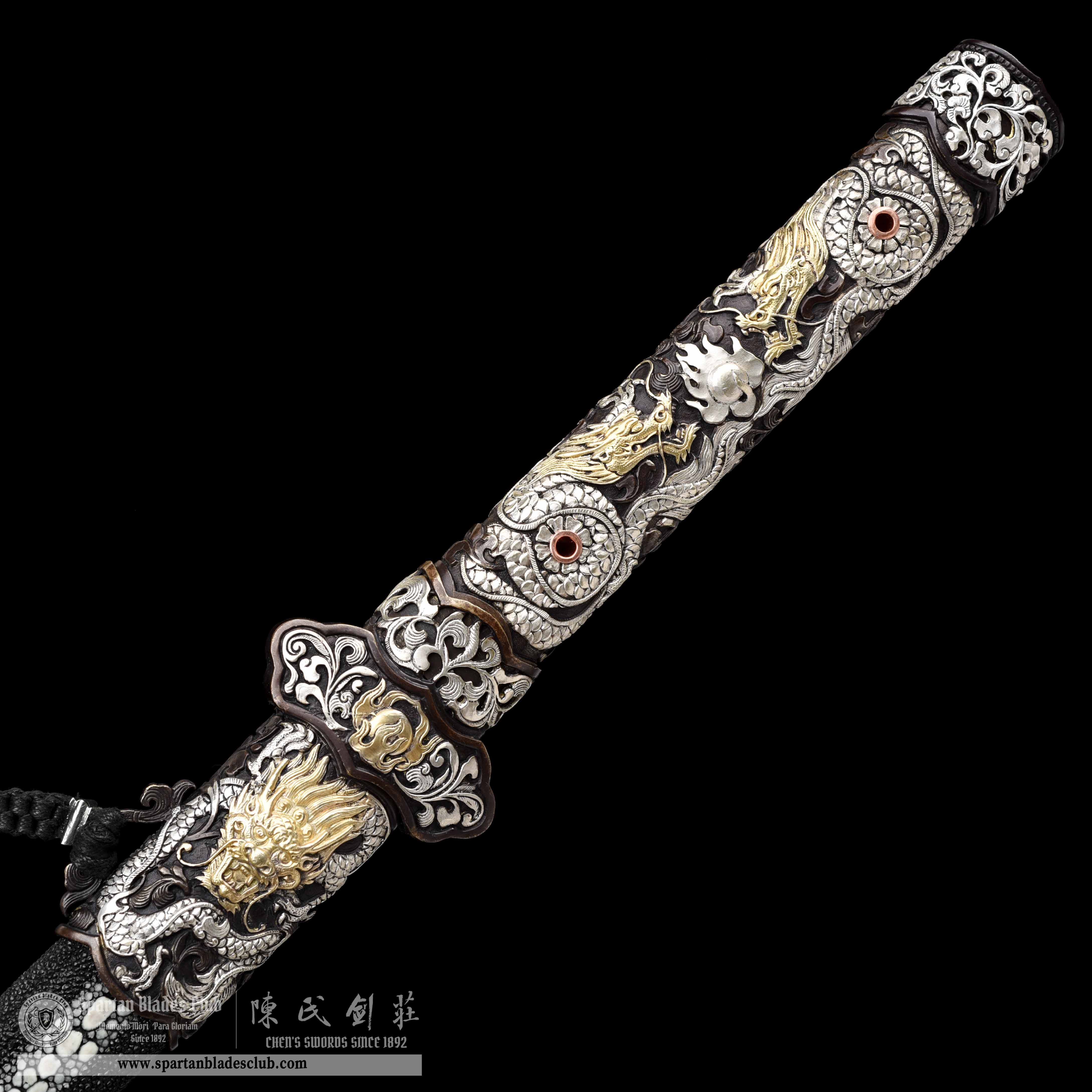 TL02 | LoongLiu Jin Blade | Tang Dao | Damascus steel |Gilded gold and silver | golden&silvery | Battle-Ready | Full-tang | Spartan Blades Club | CHEN'S SWORDS 1892 - Spartan Blades Club - 陳氏劍莊1892