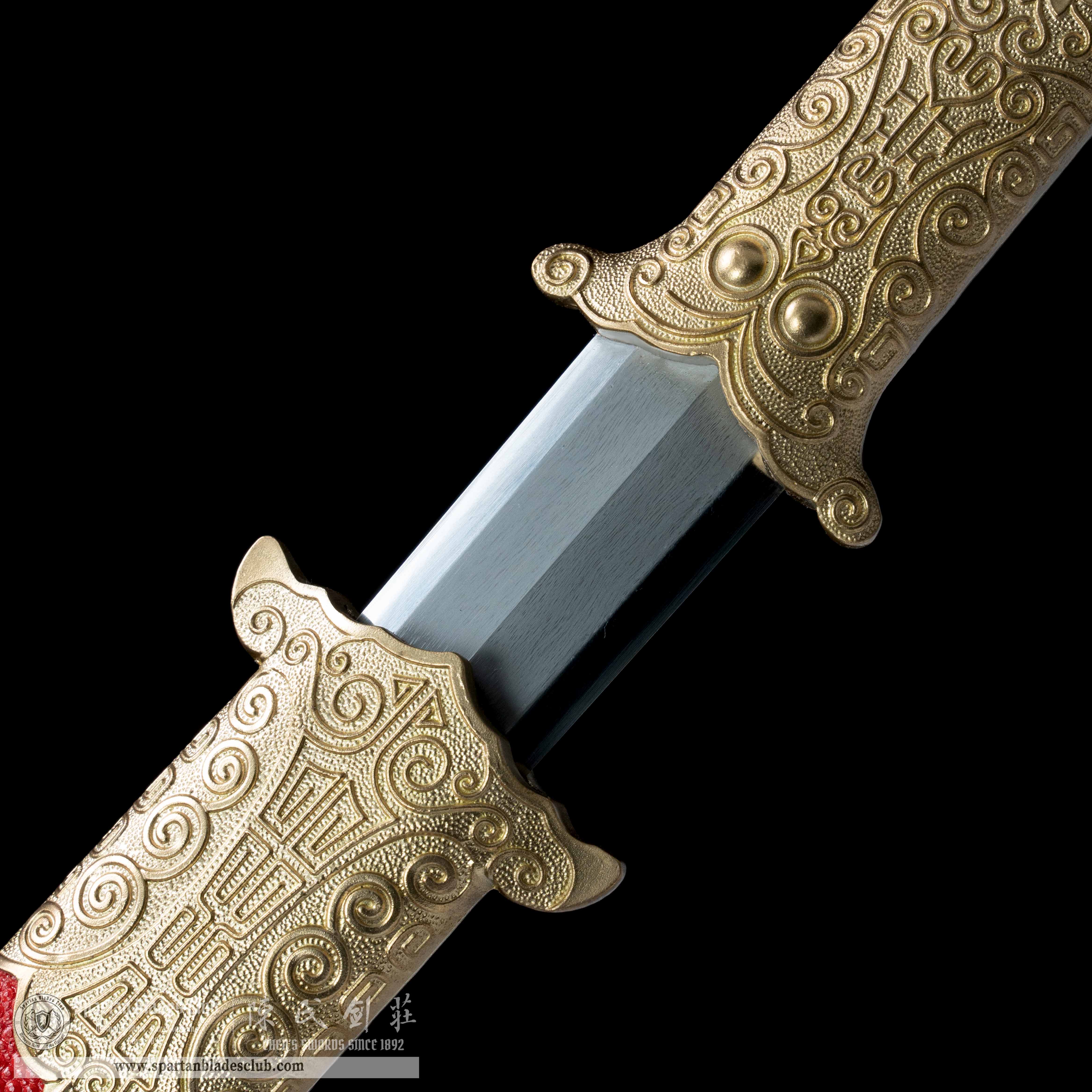 TL-3 | Crimson - Bloom Ray - Pearl Dagger | Dagger(Short Jian) | Wootz steel | fish skin | Red&Golden | Battle-Ready | Full-tang | Spartan Blades Club | CHEN'S SWORDS 1892 - Spartan Blades Club - 陳氏劍莊1892