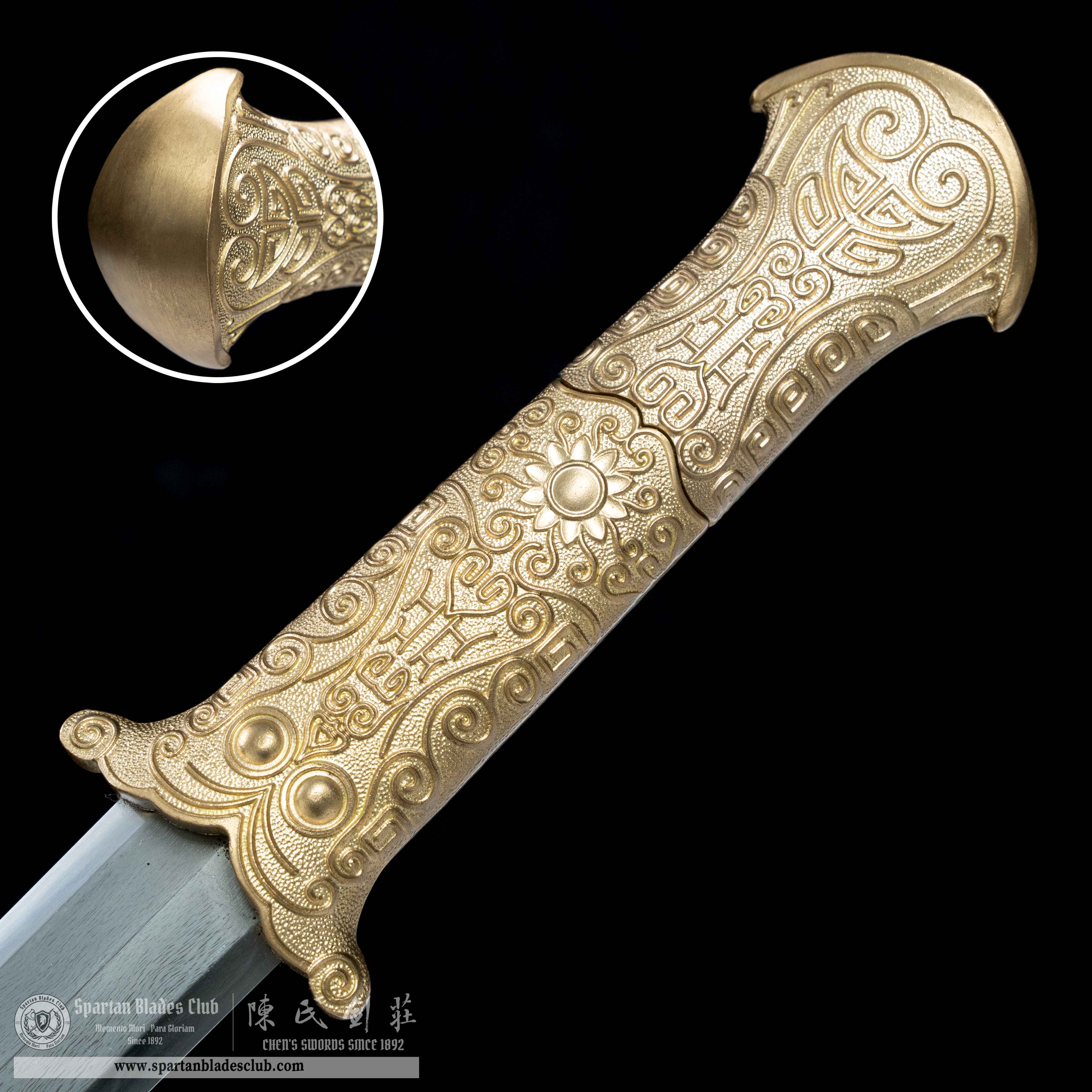 TL-3 | Crimson - Bloom Ray - Pearl Dagger | Dagger(Short Jian) | Wootz steel | fish skin | Red&Golden | Battle-Ready | Full-tang | Spartan Blades Club | CHEN'S SWORDS 1892 - Spartan Blades Club - 陳氏劍莊1892