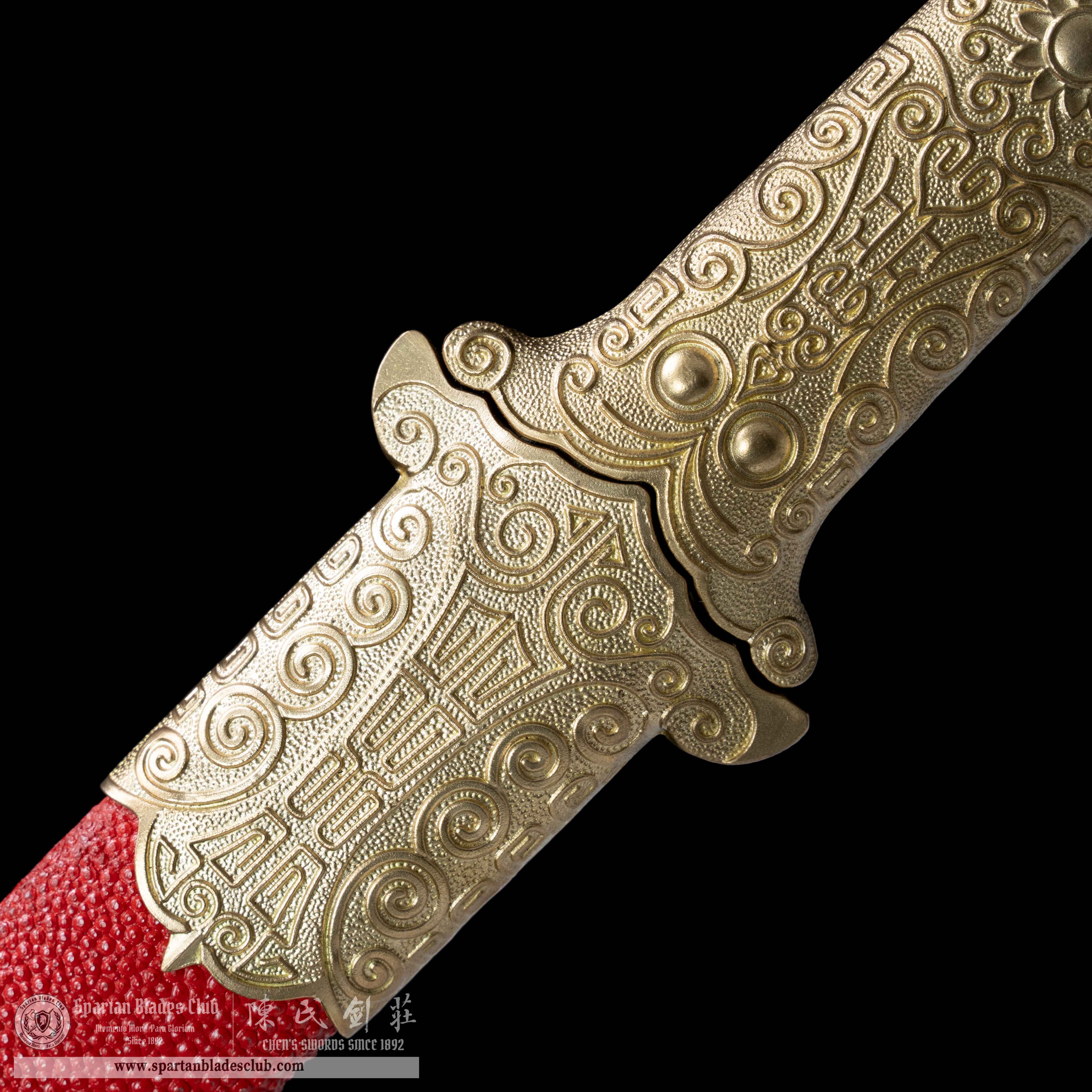 TL-3 | Crimson - Bloom Ray - Pearl Dagger | Dagger(Short Jian) | Wootz steel | fish skin | Red&Golden | Battle-Ready | Full-tang | Spartan Blades Club | CHEN'S SWORDS 1892 - Spartan Blades Club - 陳氏劍莊1892