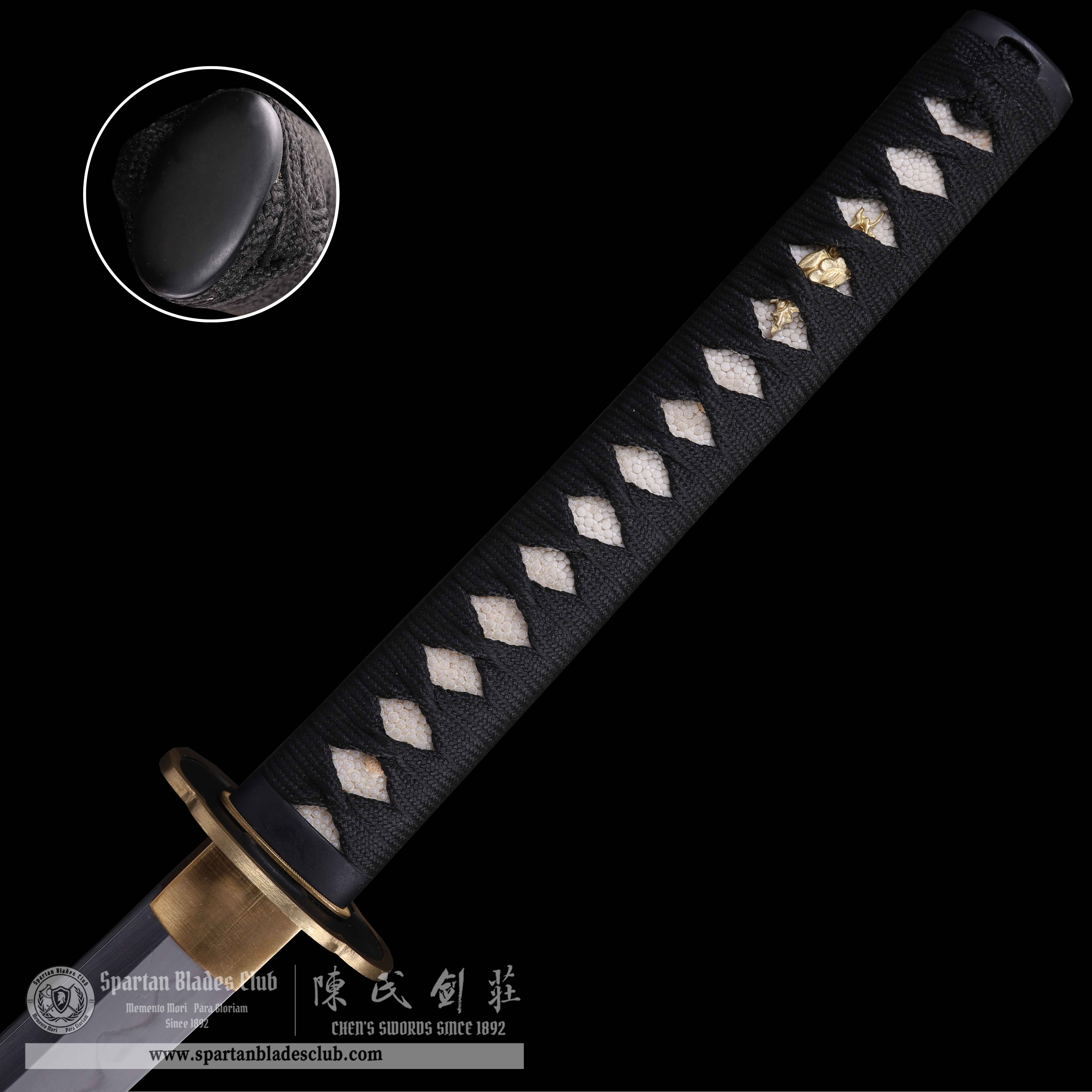 CA02 | Jet - Black | Katana | SHOBU-ZUKURI 菖蒲造り| T10 Steel | Clay-tempered | Real Hamon | Black&golden | Battle-Ready | Full-tang | Spartan Blades Club | CHEN'S SWORDS 1892 - Spartan Blades Club - 陳氏劍莊1892