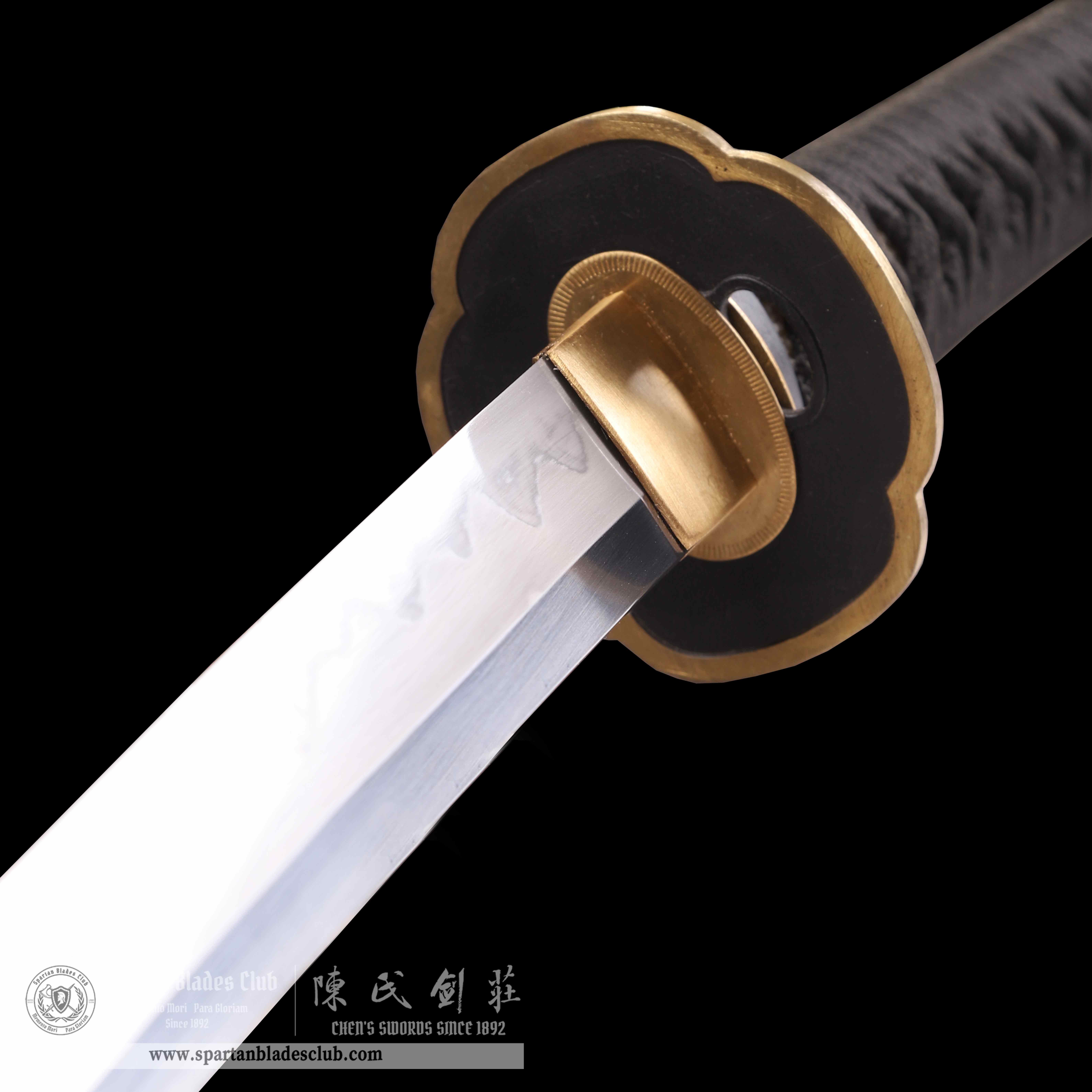 CA02 | Jet - Black | Katana | SHOBU-ZUKURI 菖蒲造り| T10 Steel | Clay-tempered | Real Hamon | Black&golden | Battle-Ready | Full-tang | Spartan Blades Club | CHEN'S SWORDS 1892 - Spartan Blades Club - 陳氏劍莊1892