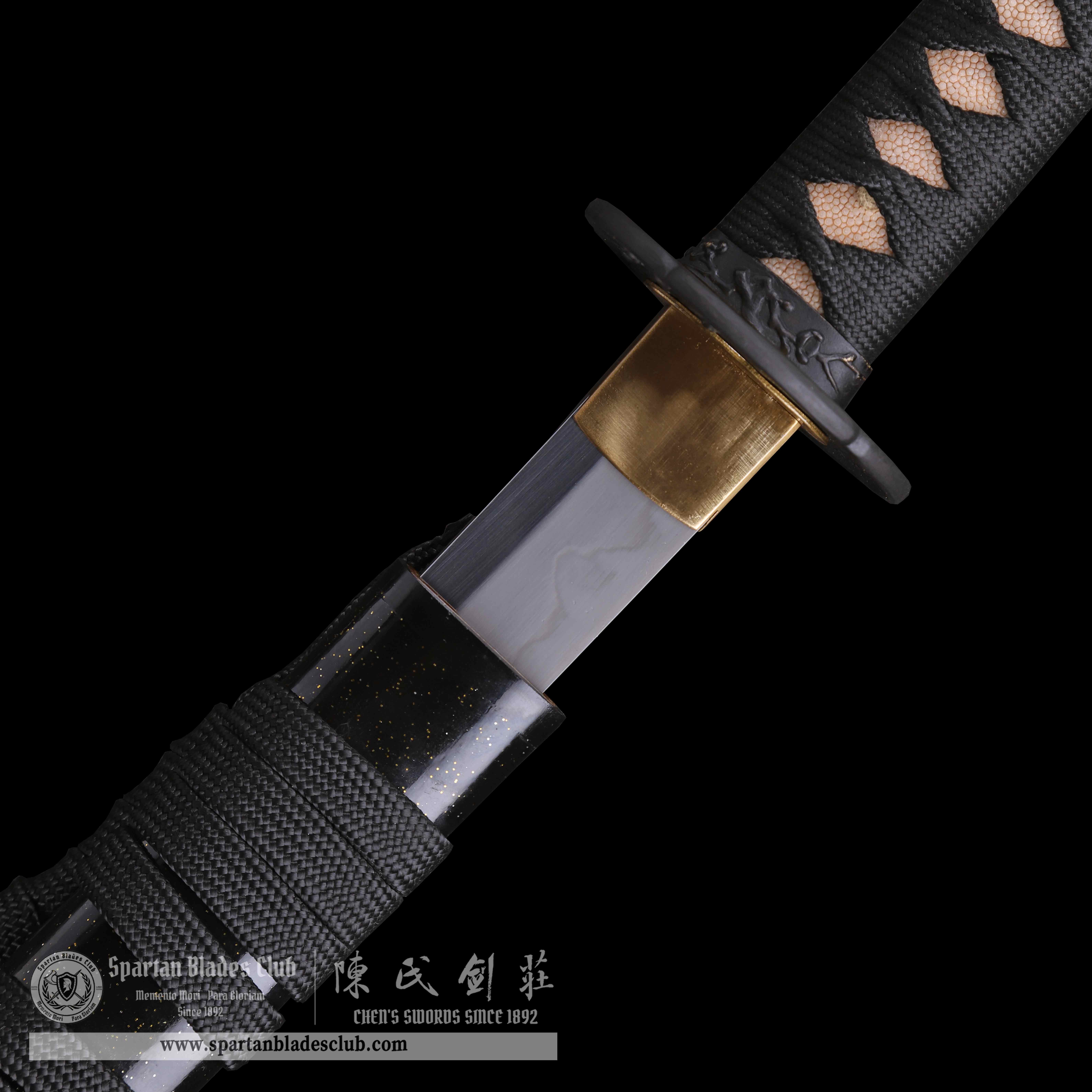 CA01 | DarkPlum Edge | Katana | SHOBU-ZUKURI 菖蒲造り| Master Self-refined steel Tamahagane-like steel | Clay-tempered | Hadori-polishing |Real Hamon | plum blossom | Black | Battle-Ready | Full-tang | Spartan Blades Club | CHEN'S SWORDS 1892 - Spartan Blades Club - 陳氏劍莊1892