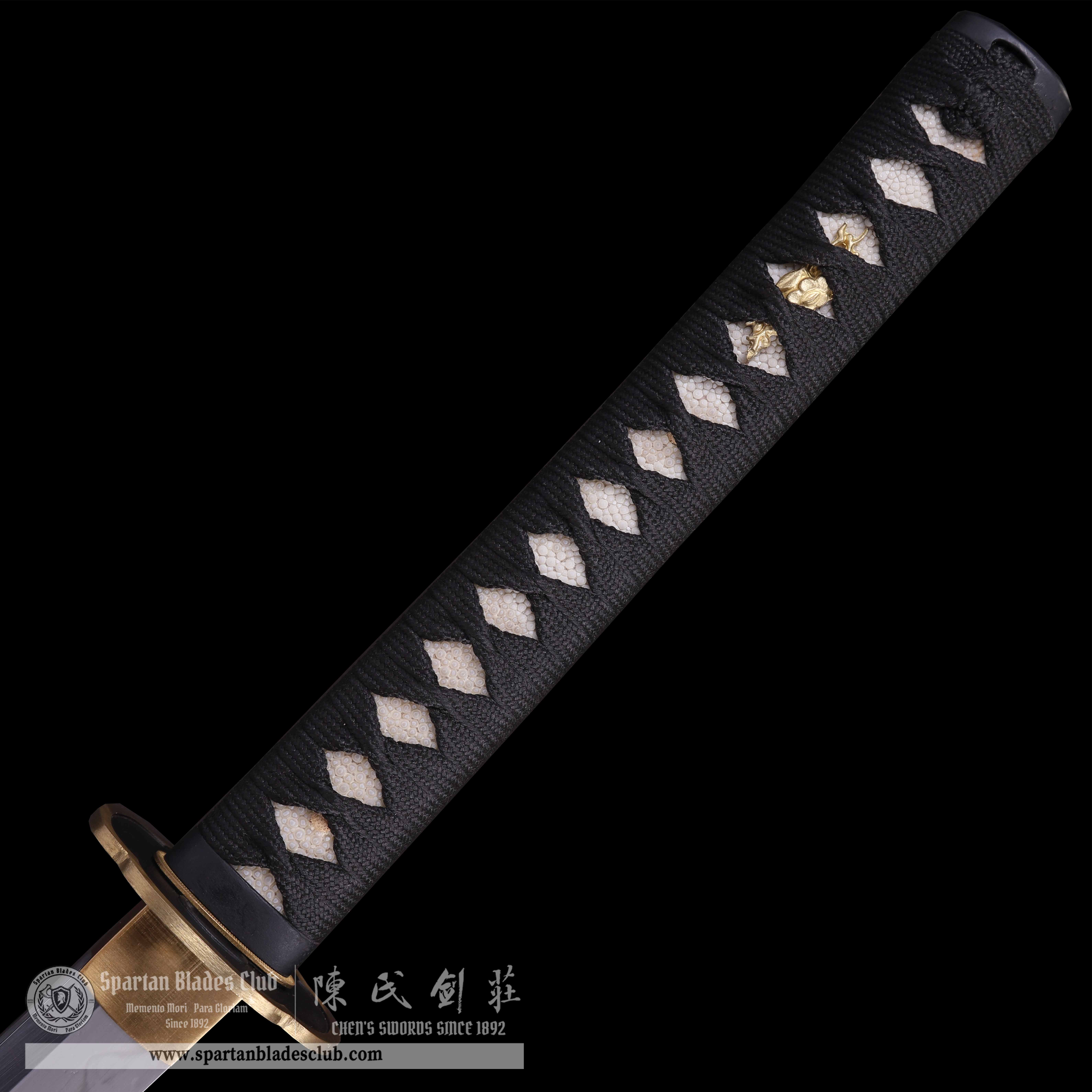 CA02 | Jet - Black | Katana | SHOBU-ZUKURI 菖蒲造り| T10 Steel | Clay-tempered | Real Hamon | Black&golden | Battle-Ready | Full-tang | Spartan Blades Club | CHEN'S SWORDS 1892 - Spartan Blades Club - 陳氏劍莊1892