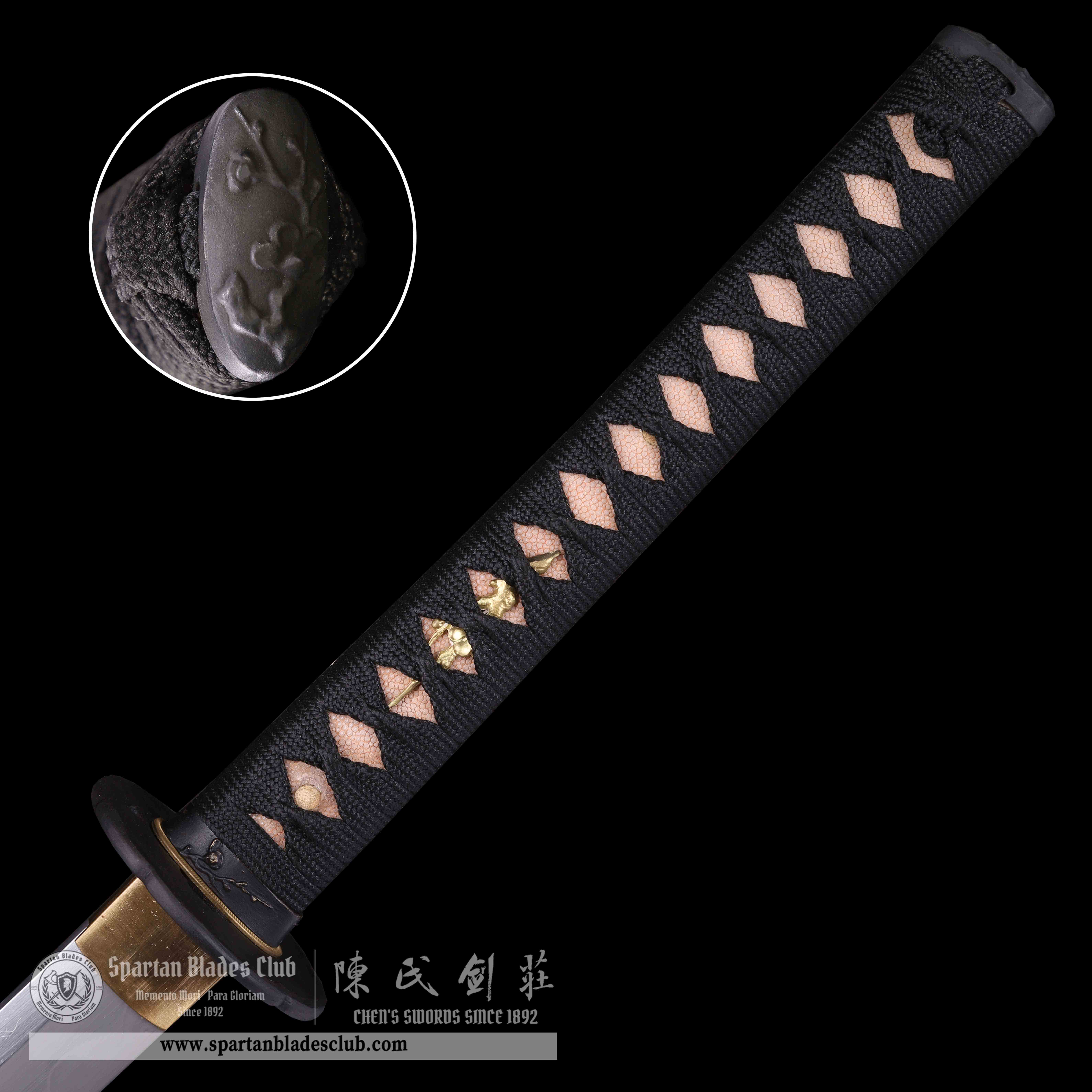 CA01 | DarkPlum Edge | Katana | SHOBU-ZUKURI 菖蒲造り| Master Self-refined steel Tamahagane-like steel | Clay-tempered | Hadori-polishing |Real Hamon | plum blossom | Black | Battle-Ready | Full-tang | Spartan Blades Club | CHEN'S SWORDS 1892 - Spartan Blades Club - 陳氏劍莊1892