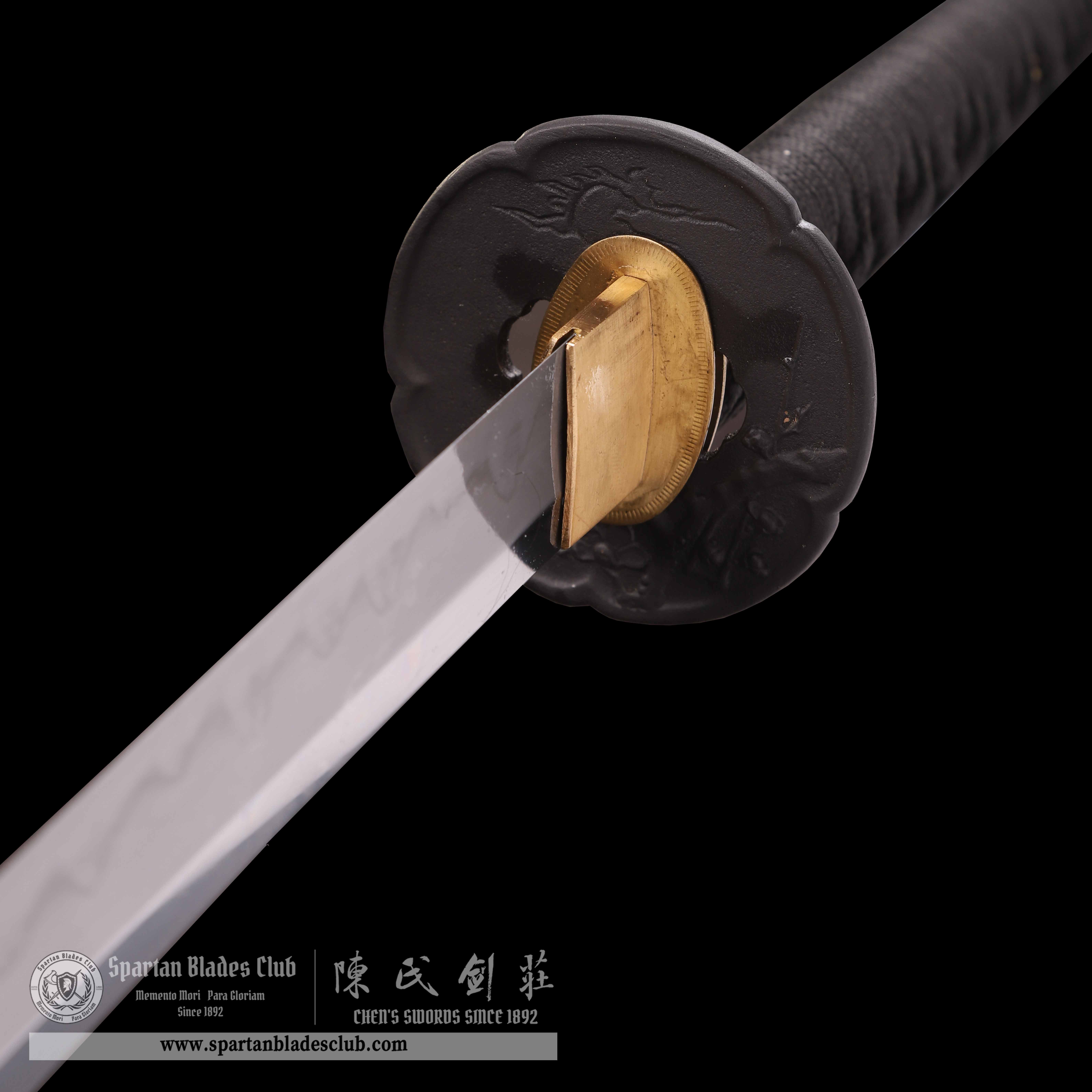 CA01 | DarkPlum Edge | Katana | SHOBU-ZUKURI 菖蒲造り| Master Self-refined steel Tamahagane-like steel | Clay-tempered | Hadori-polishing |Real Hamon | plum blossom | Black | Battle-Ready | Full-tang | Spartan Blades Club | CHEN'S SWORDS 1892 - Spartan Blades Club - 陳氏劍莊1892