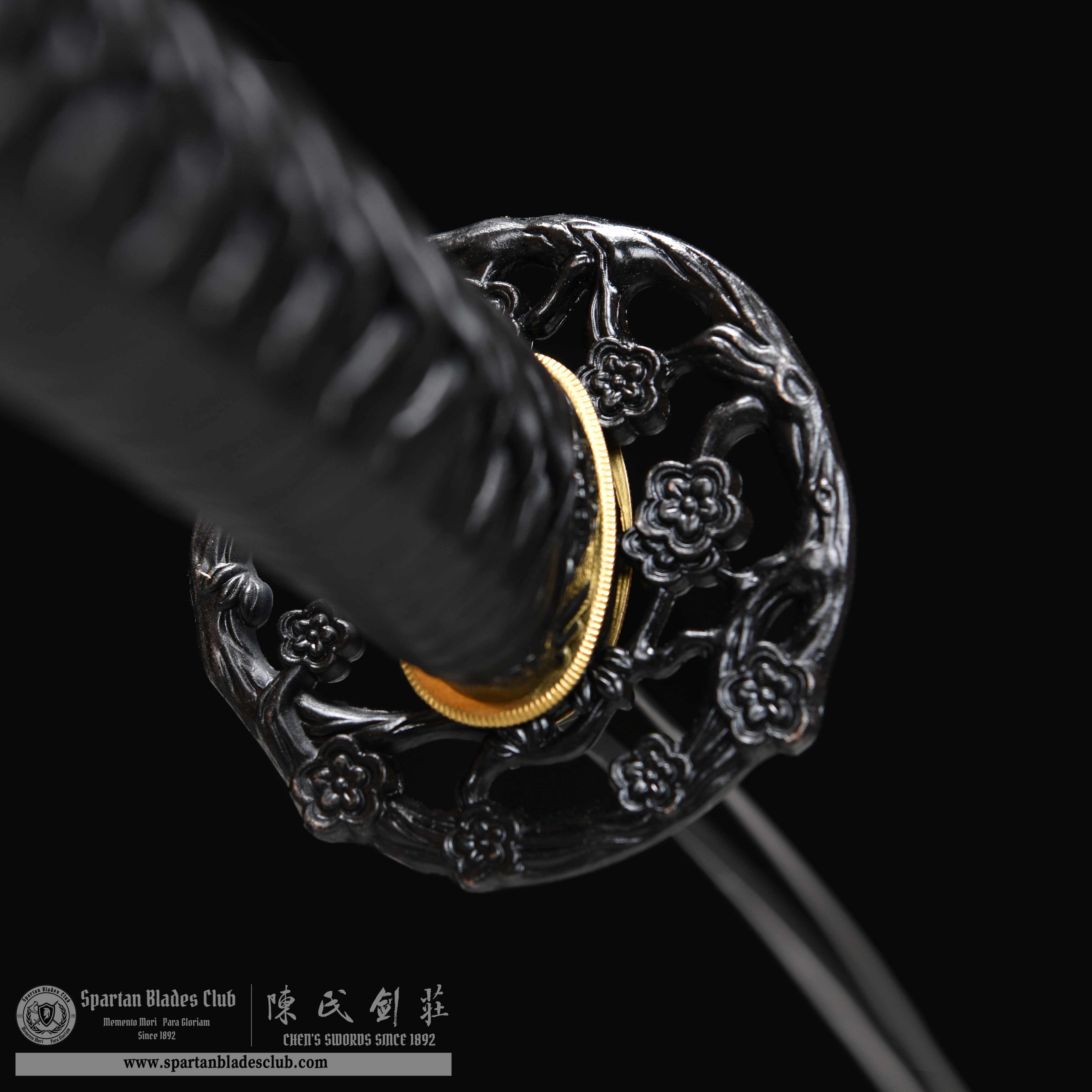HY86 | Black Sakura  | Katana | T10 Steel | Clay-tempered | Real Hamon | Black | Flower | Battle-Ready |Full-tang |Spartan Blades Club | CHEN'S SWORDS 1892 - Spartan Blades Club - 陳氏劍莊1892
