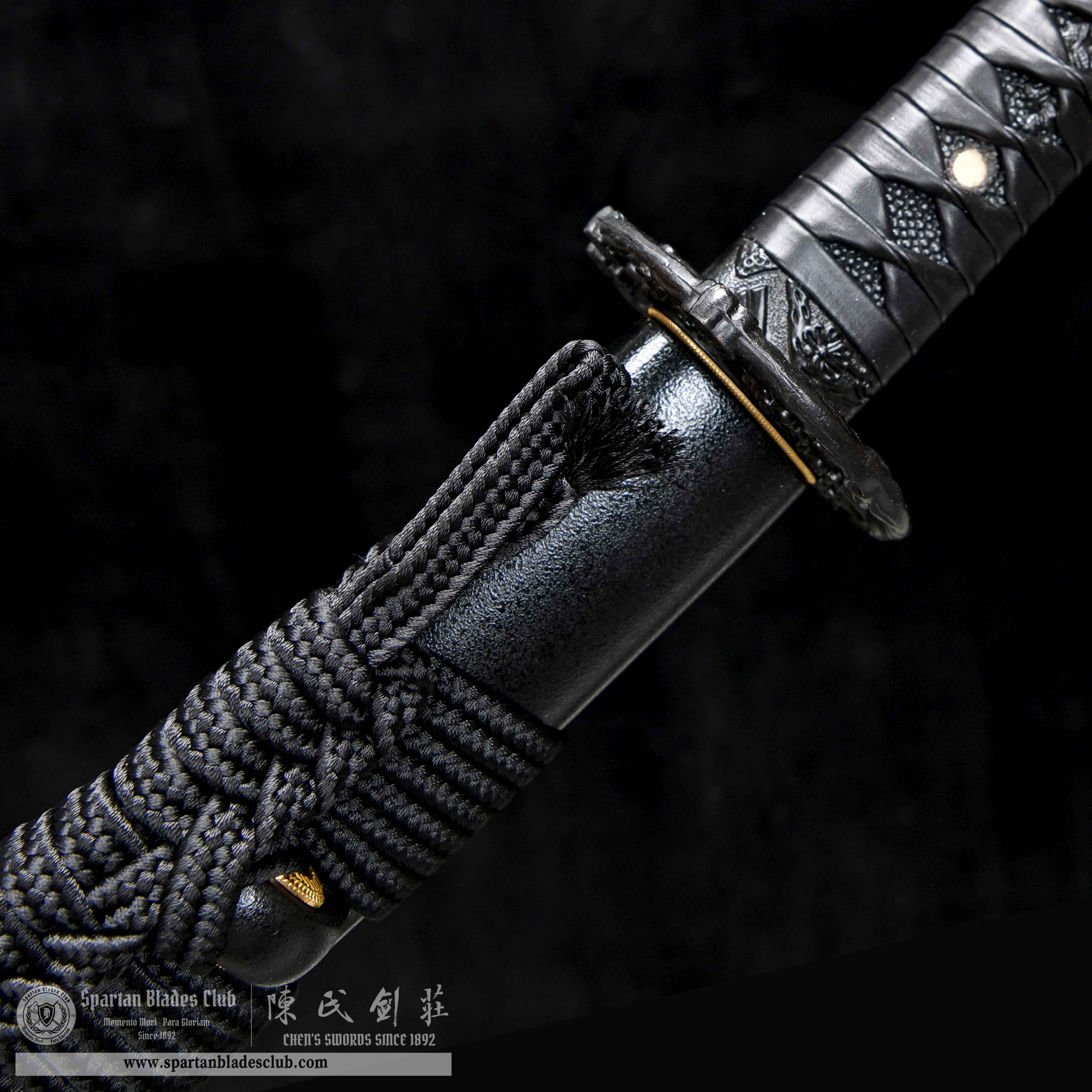 HY86 | Black Sakura  | Katana | T10 Steel | Clay-tempered | Real Hamon | Black | Flower | Battle-Ready |Full-tang |Spartan Blades Club | CHEN'S SWORDS 1892 - Spartan Blades Club - 陳氏劍莊1892