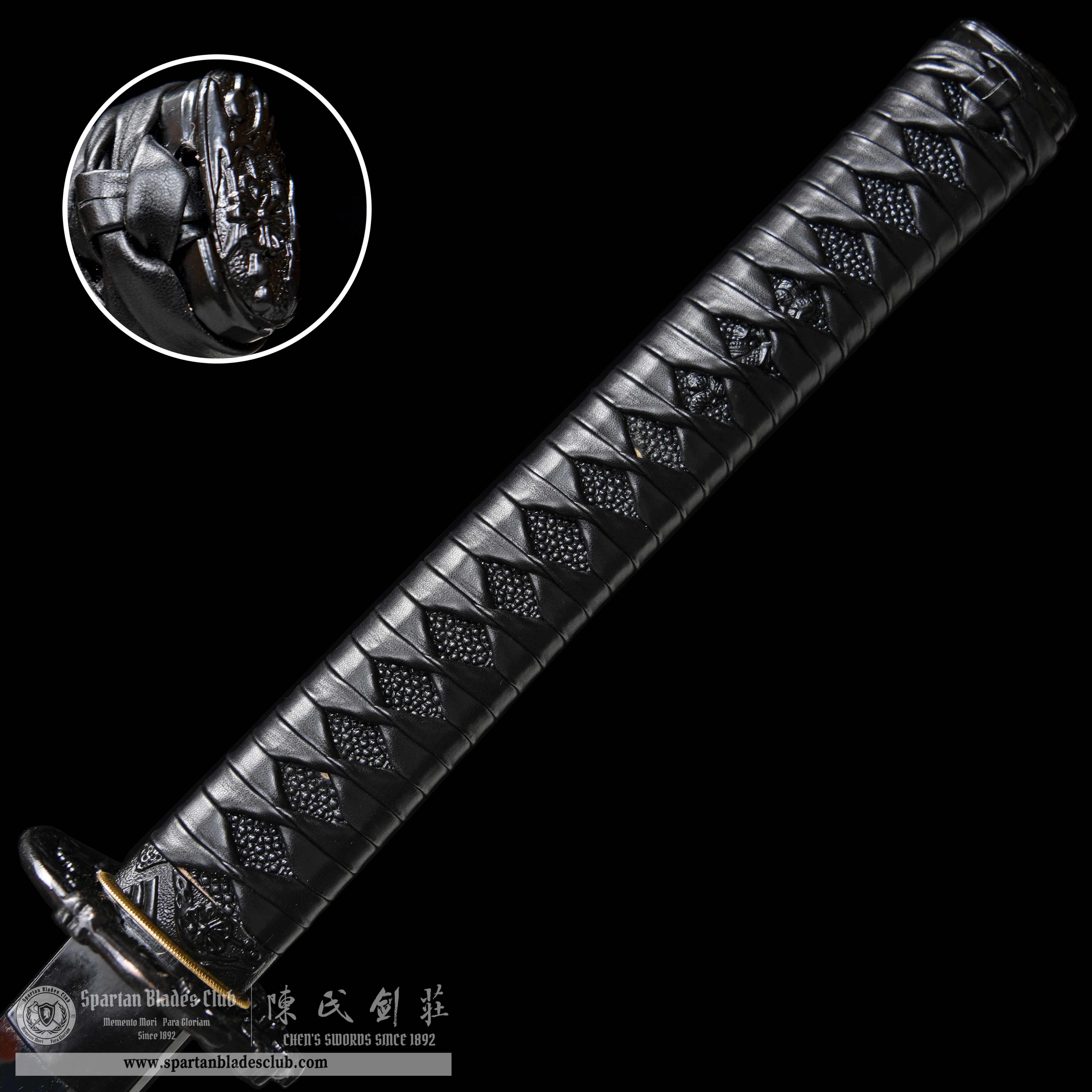 HY86 | Black Sakura  | Katana | T10 Steel | Clay-tempered | Real Hamon | Black | Flower | Battle-Ready |Full-tang |Spartan Blades Club | CHEN'S SWORDS 1892 - Spartan Blades Club - 陳氏劍莊1892