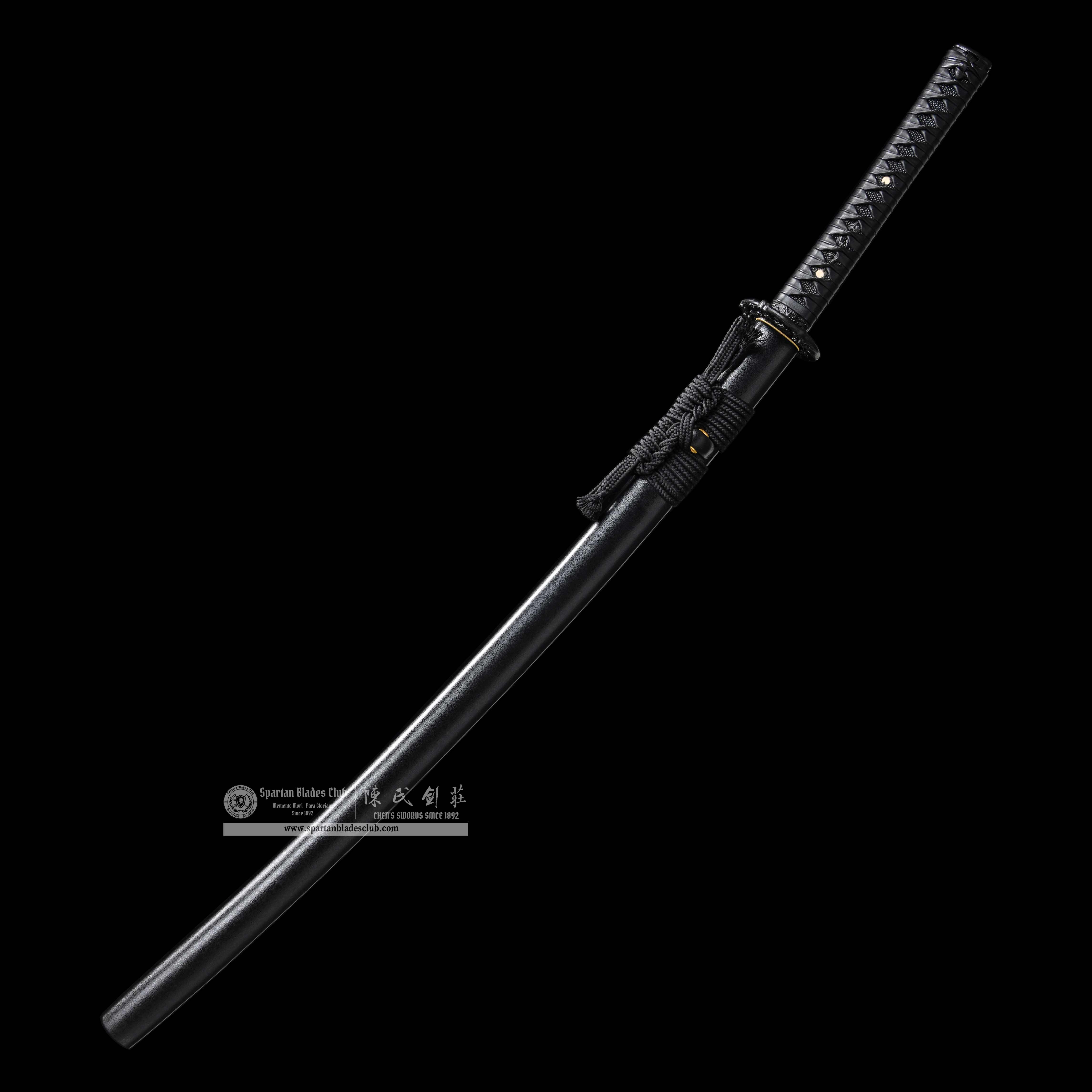 HY86 | Black Sakura  | Katana | T10 Steel | Clay-tempered | Real Hamon | Black | Flower | Battle-Ready |Full-tang |Spartan Blades Club | CHEN'S SWORDS 1892 - Spartan Blades Club - 陳氏劍莊1892