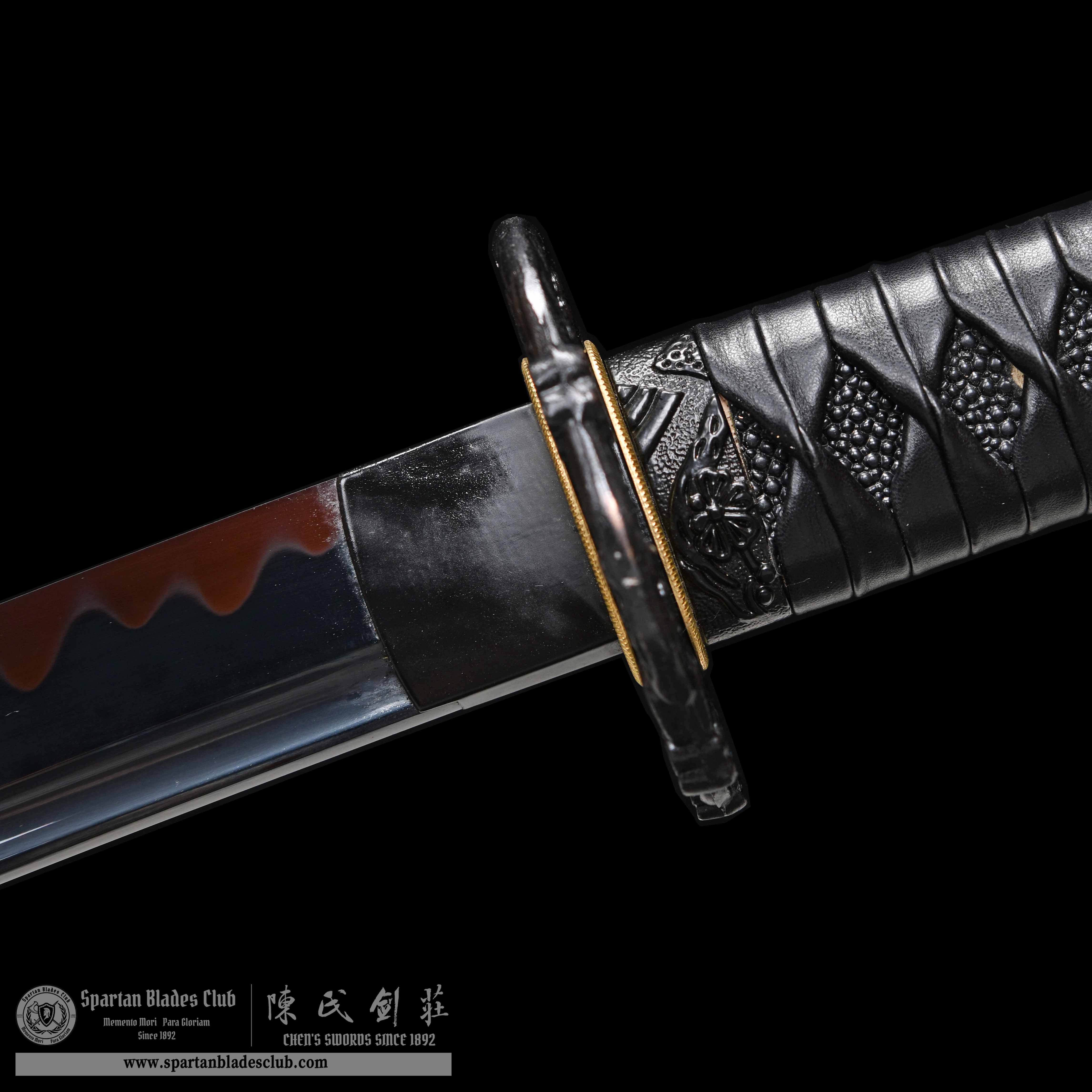 HY86 | Black Sakura  | Katana | T10 Steel | Clay-tempered | Real Hamon | Black | Flower | Battle-Ready |Full-tang |Spartan Blades Club | CHEN'S SWORDS 1892 - Spartan Blades Club - 陳氏劍莊1892