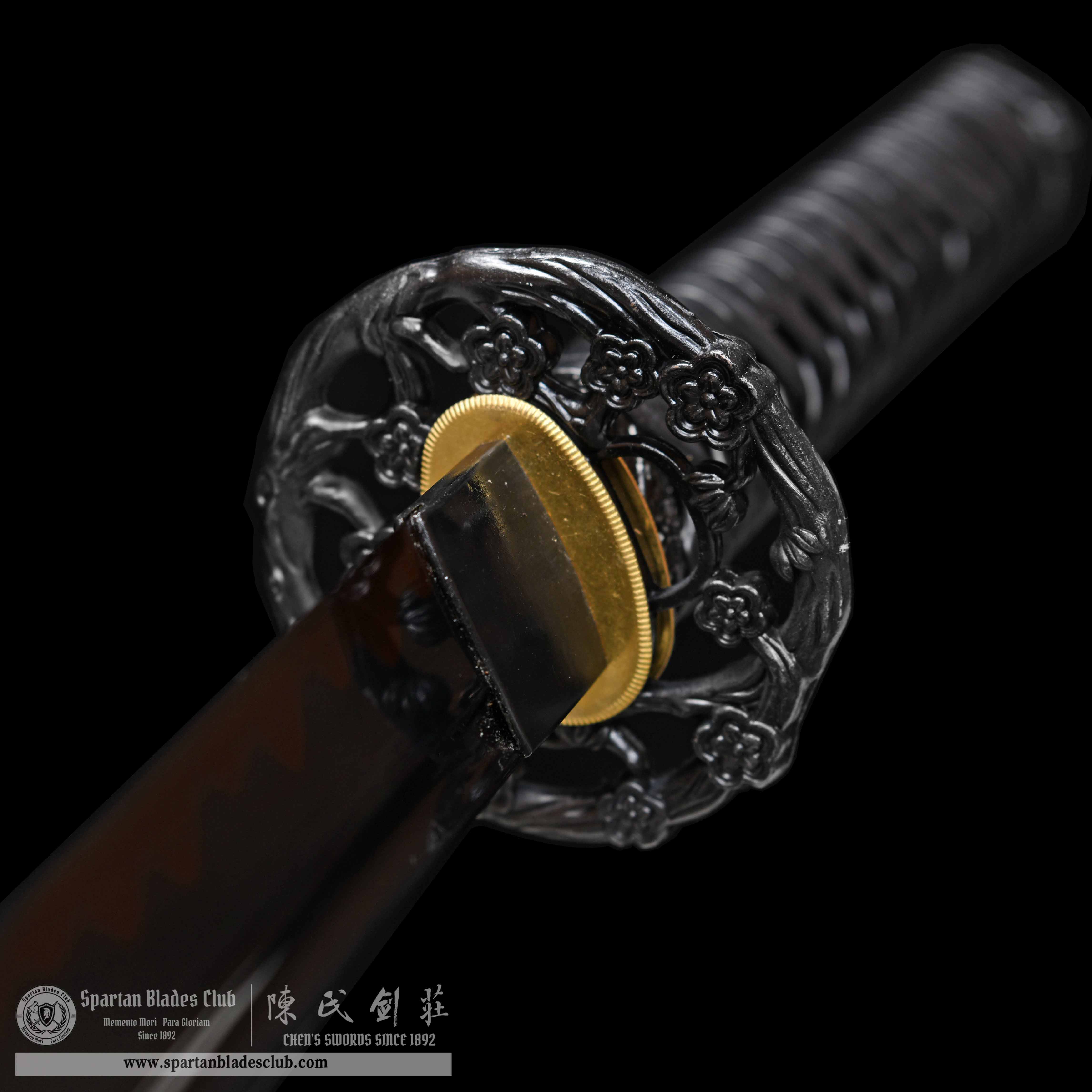HY86 | Black Sakura  | Katana | T10 Steel | Clay-tempered | Real Hamon | Black | Flower | Battle-Ready |Full-tang |Spartan Blades Club | CHEN'S SWORDS 1892 - Spartan Blades Club - 陳氏劍莊1892