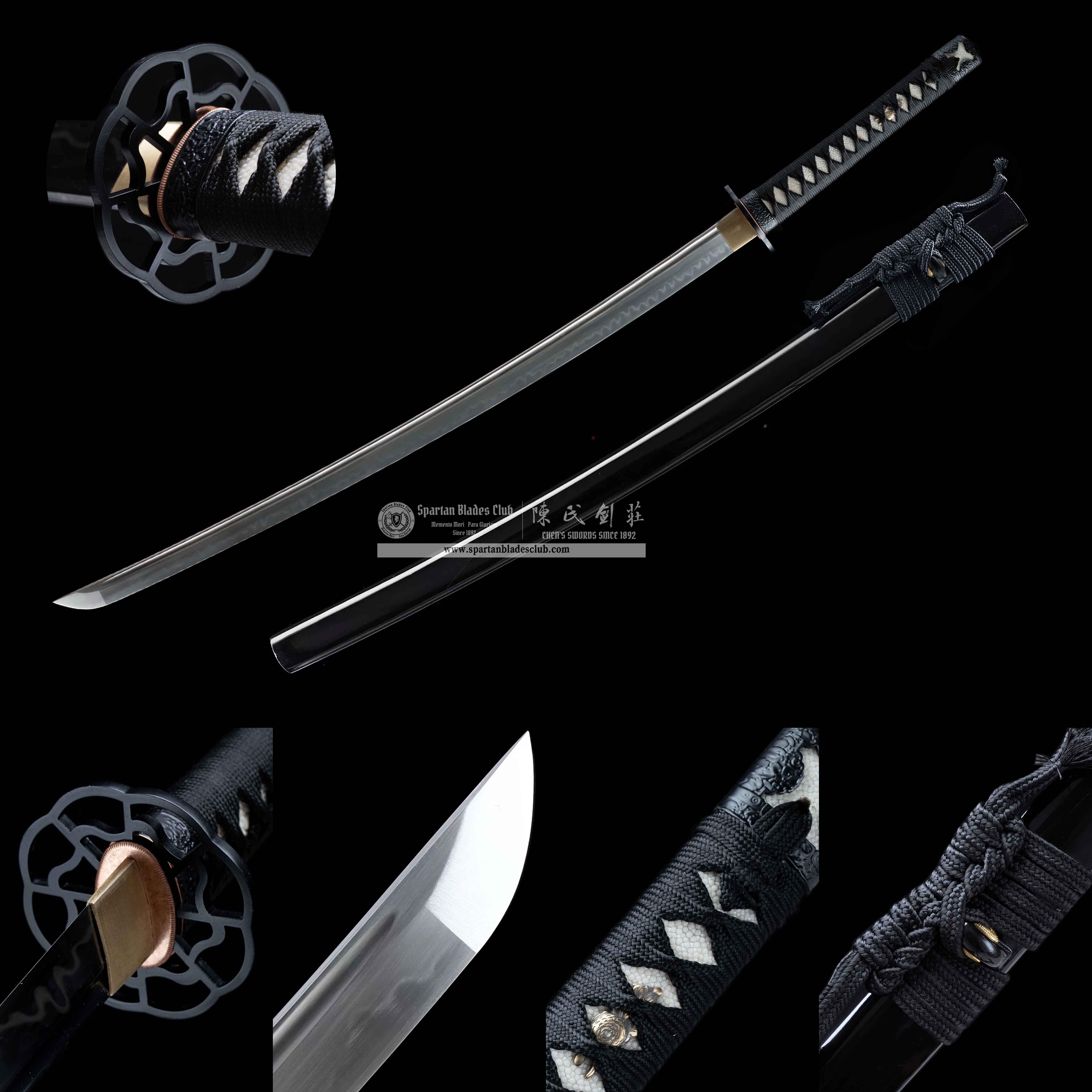 HY87 | Last Samurai | Katana |T10 steel | Clay-tempered | Real Hamon | Black | Battle-Ready|Full-tang|Spartan Blades Club | CHEN'S SWORDS 1892 - Spartan Blades Club - 陳氏劍莊1892
