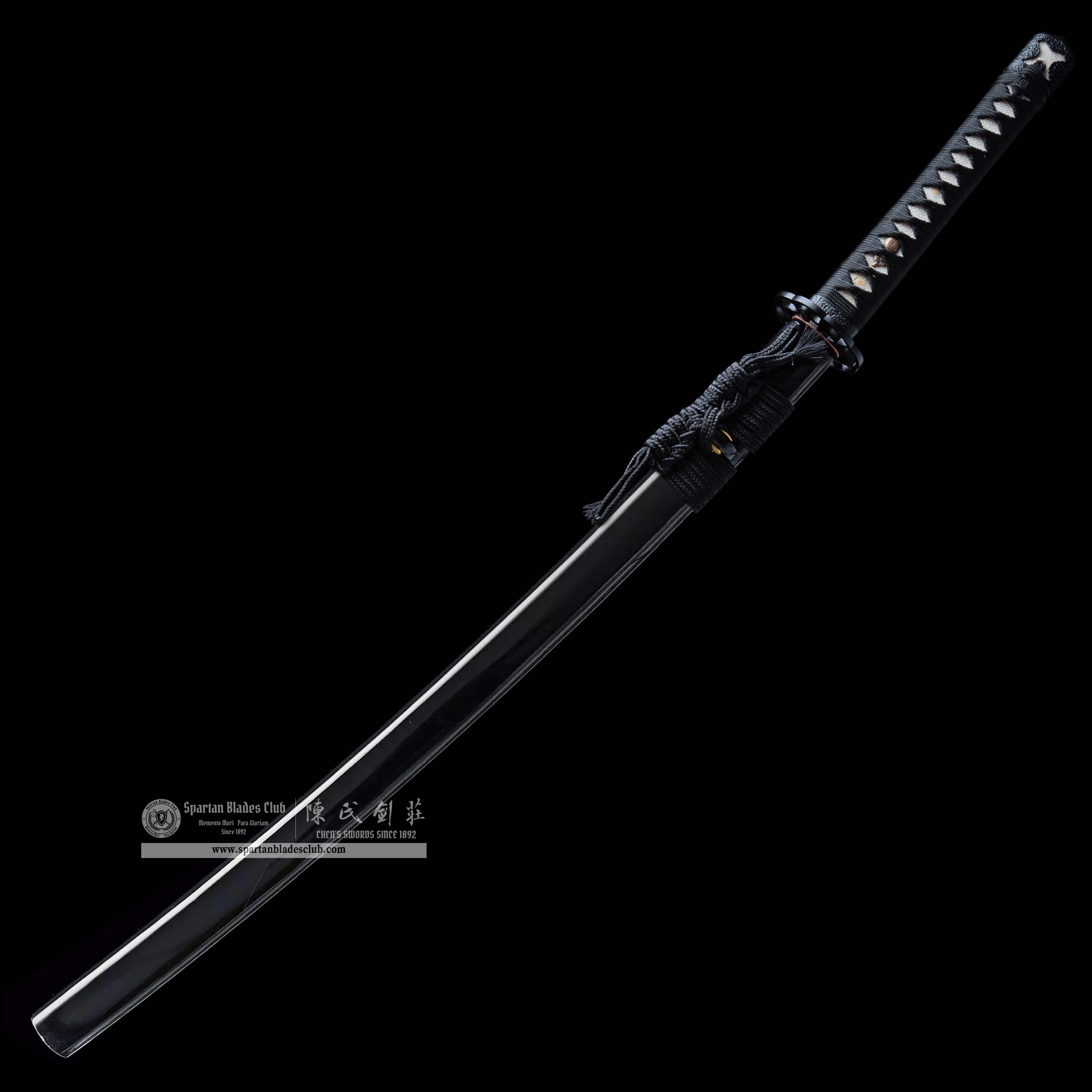 HY87 | Last Samurai | Katana |T10 steel | Clay-tempered | Real Hamon | Black | Battle-Ready|Full-tang|Spartan Blades Club | CHEN'S SWORDS 1892 - Spartan Blades Club - 陳氏劍莊1892