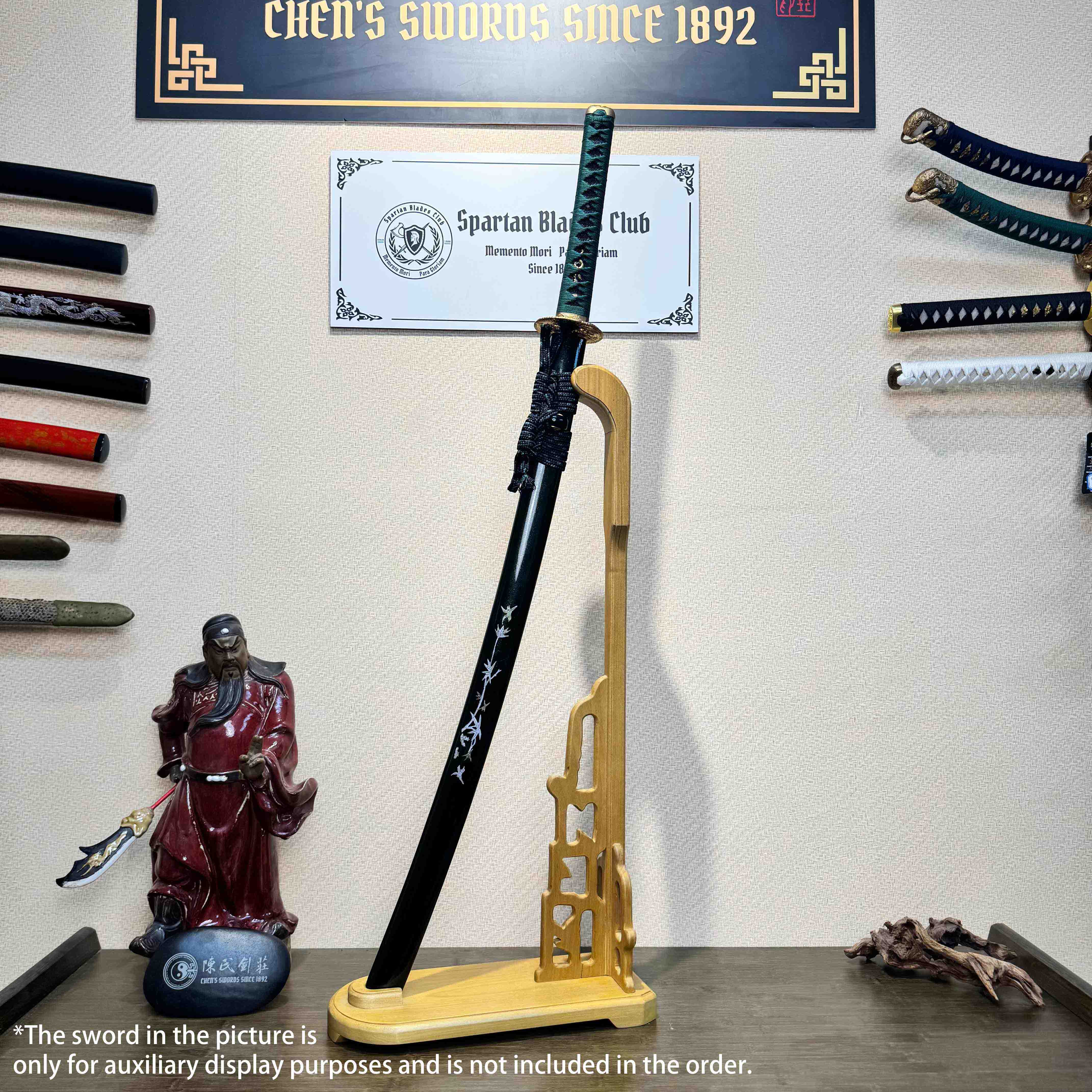 Vertical Sword Stand/Holder/Rack | Graceful Swan-Neck Sword Stand | Solid Wood/Rosewood - Spartan Blades Club - 陳氏劍莊1892
