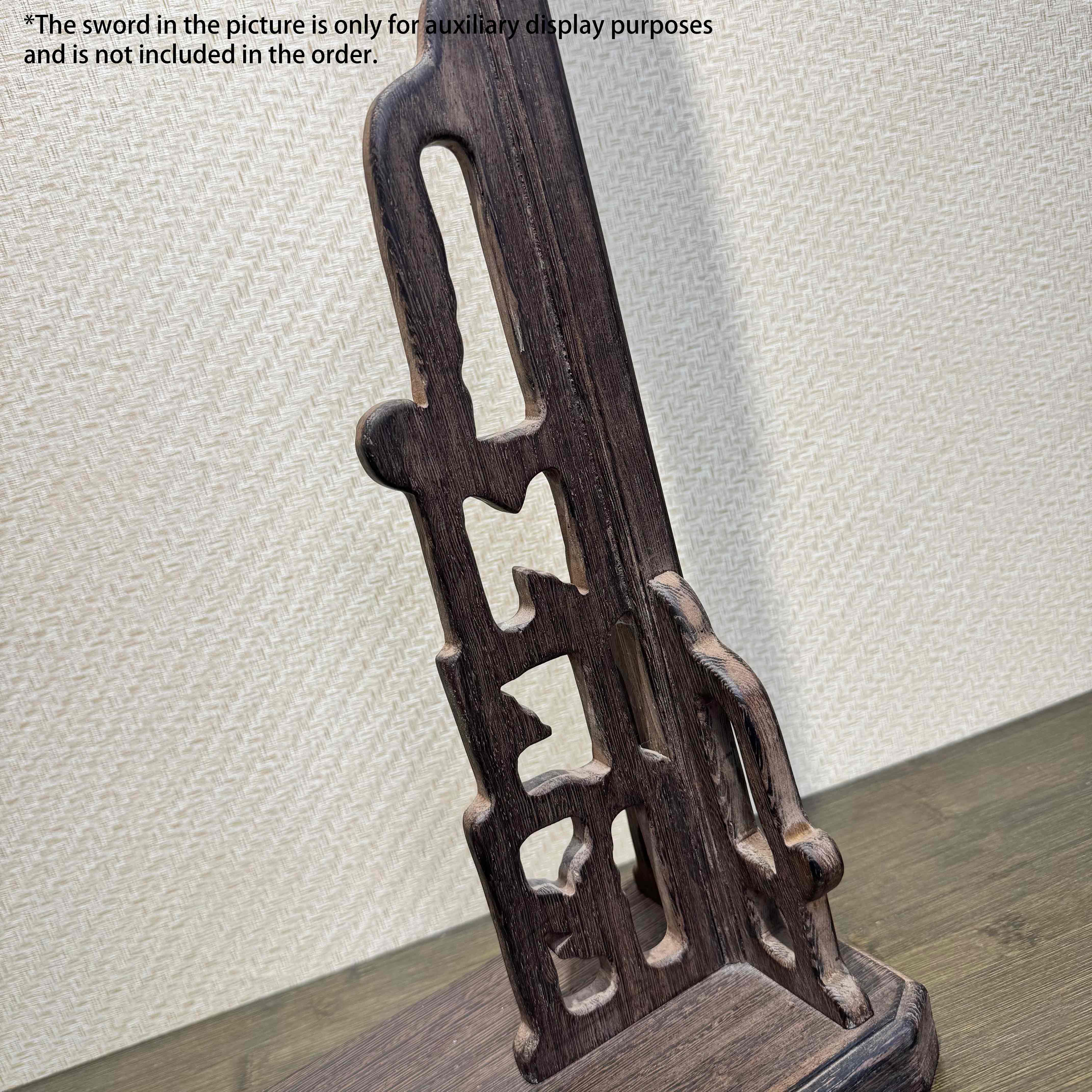Vertical Sword Stand/Holder/Rack | Graceful Swan-Neck Sword Stand | Solid Wood/Rosewood - Spartan Blades Club - 陳氏劍莊1892