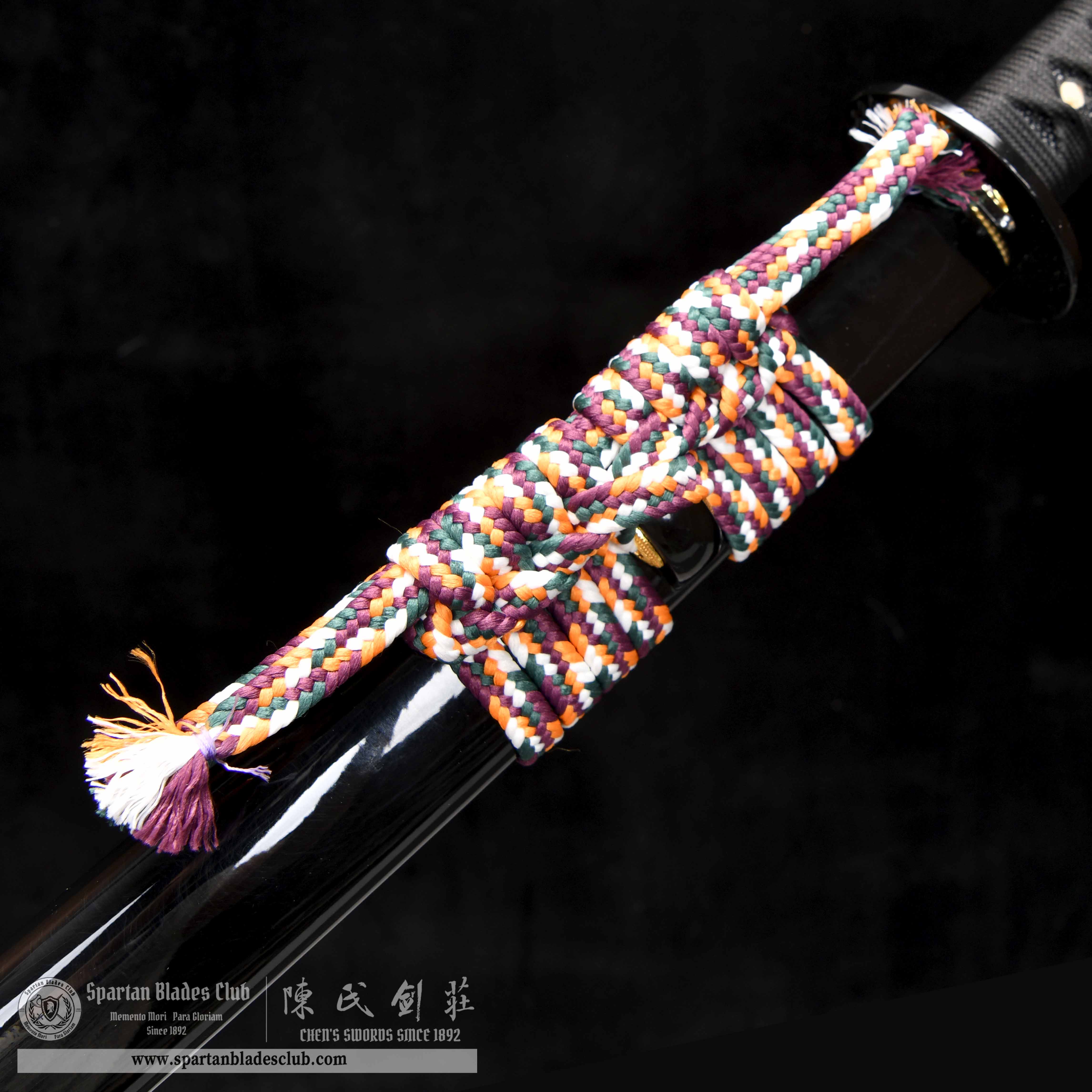 HY96 | LianZhan Samurai | Katana | Damascus steel | hand-forged | high-temperature quenched | traditional blackening process | lotus | Black | Battle-Ready | Full-tang | Spartan Blades Club | CHEN'S SWORDS 1892 - Spartan Blades Club - 陳氏劍莊1892