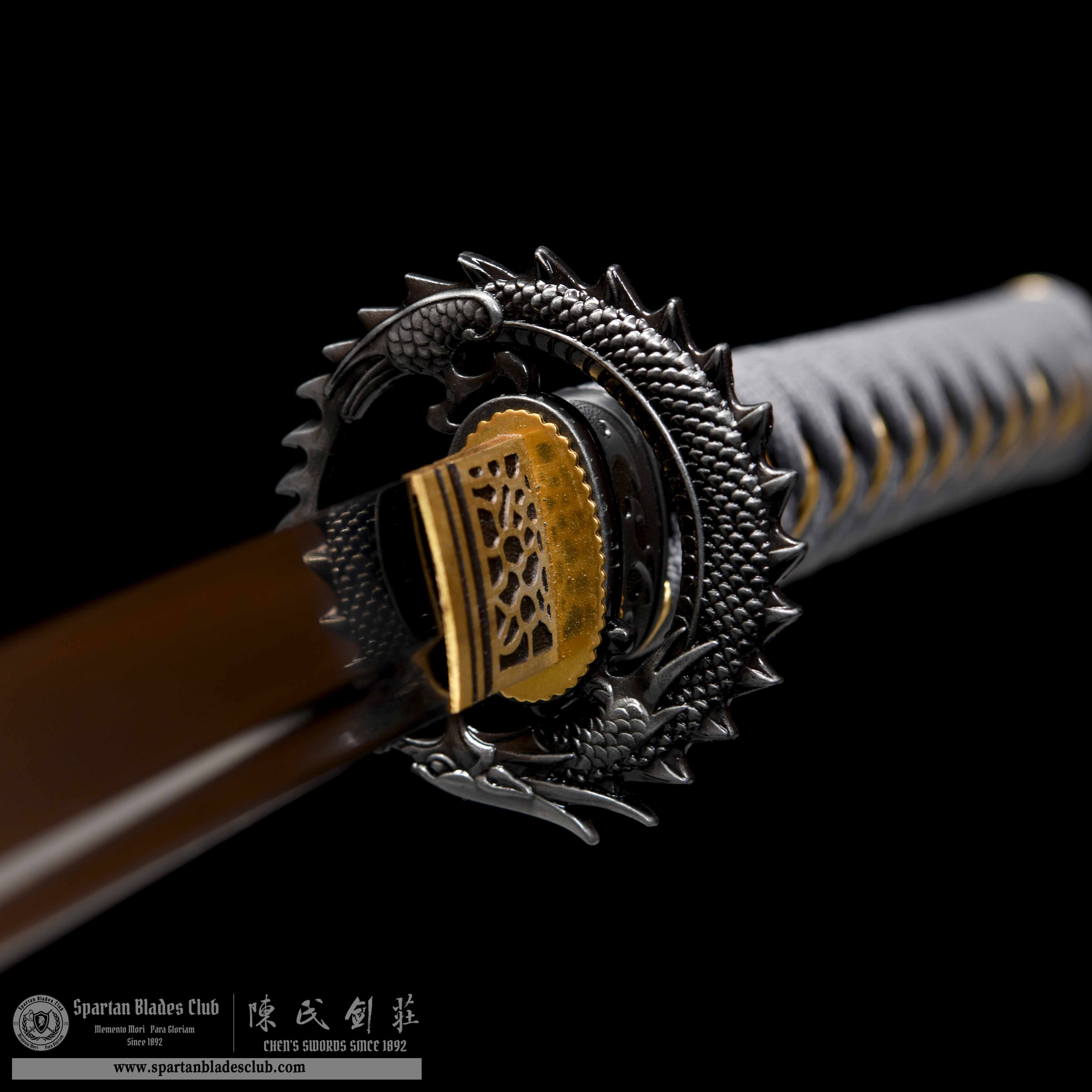 HY95 | Longyu Blade | Katana | T10 steel | clay-tempered | real hamon | 15-step hand-polishing process | Loong (Chinese Dragon) | Blue | Battle-Ready | Full-tang | Spartan Blades Club | CHEN'S SWORDS 1892 - Spartan Blades Club - 陳氏劍莊1892