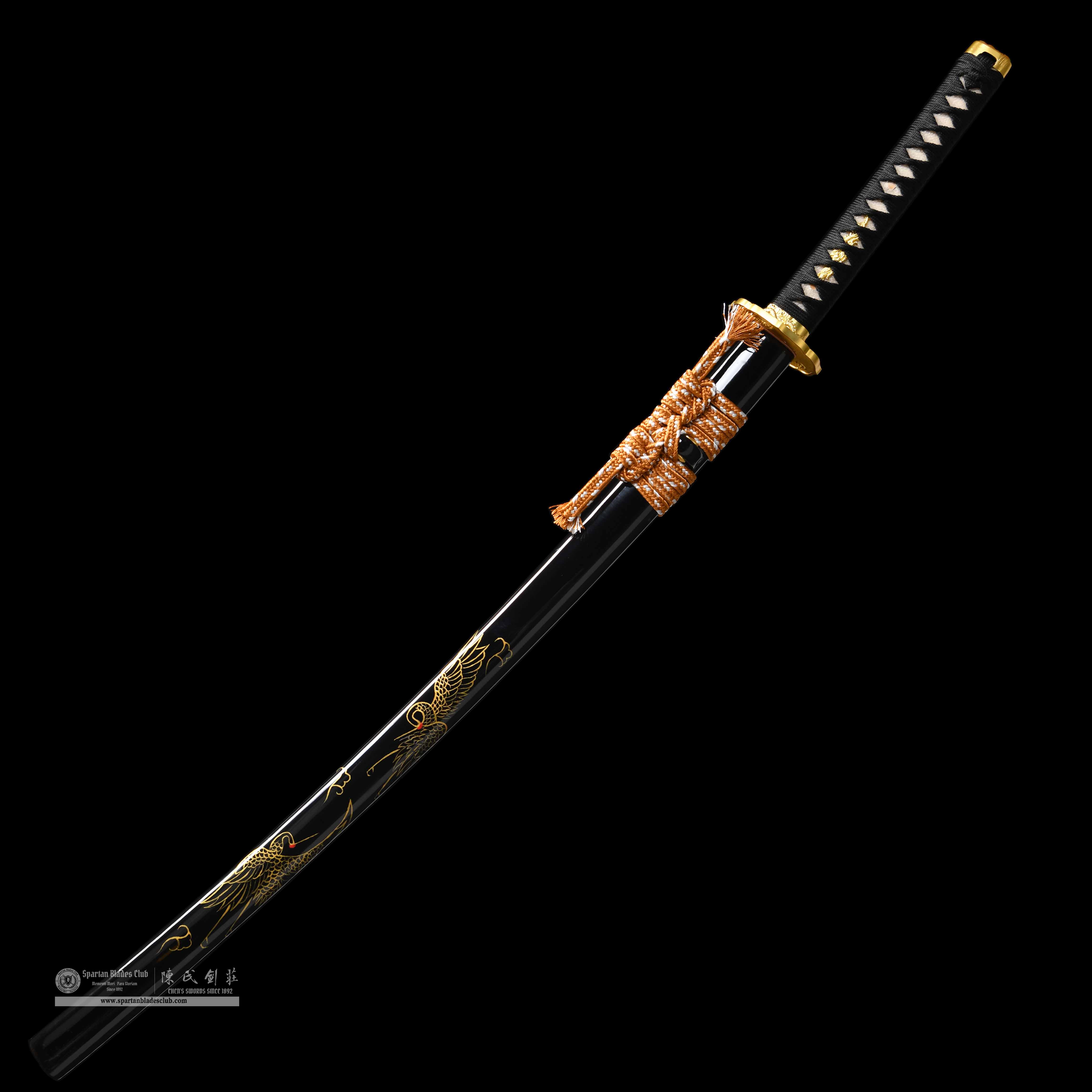 HY94 | Fenghuangs' Blade | Katana | T10 steel | clay-tempered | real hamon | Hadori polishing | phoenix | Black | Battle-Ready | Full-tang | Spartan Blades Club | CHEN'S SWORDS 1892 - Spartan Blades Club