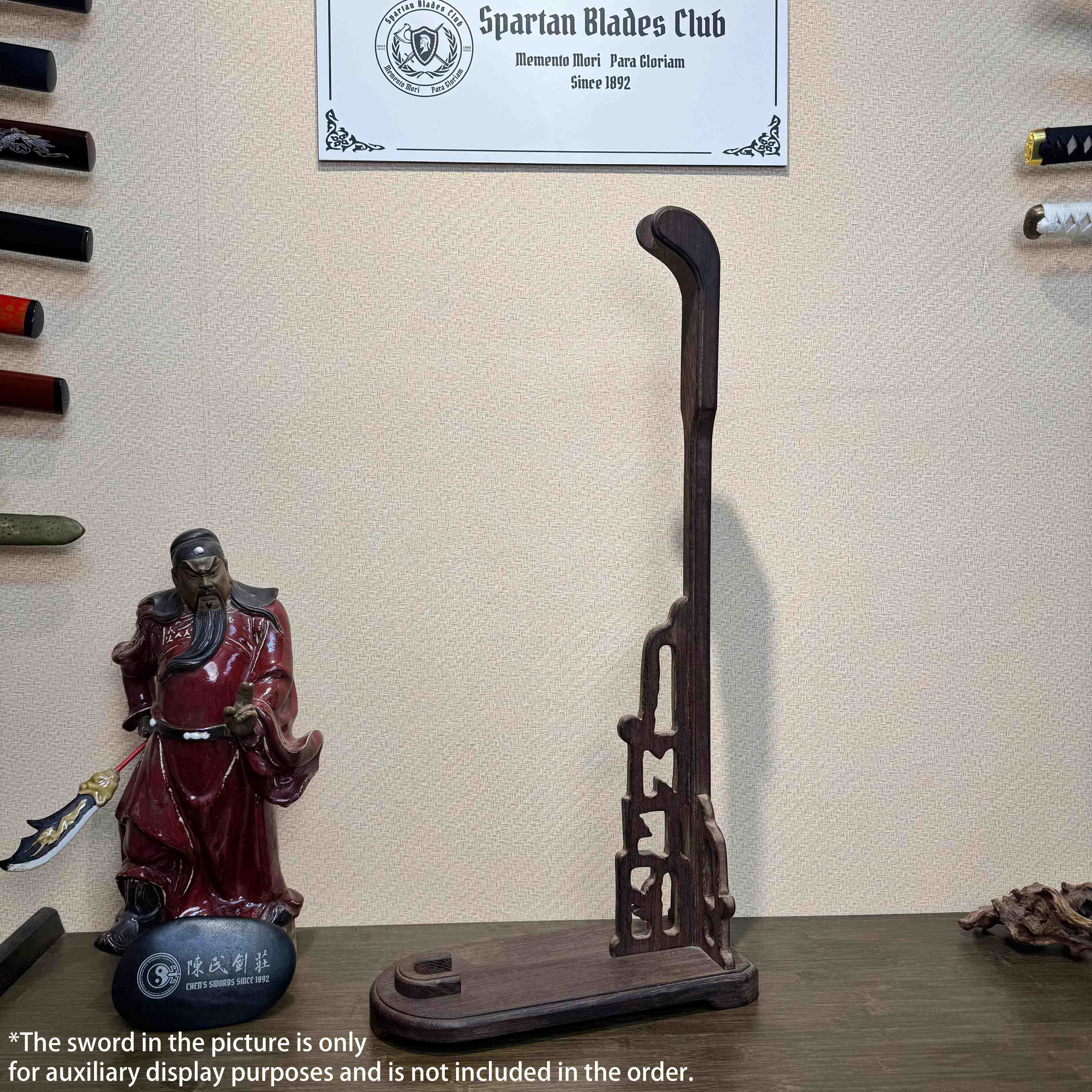 Vertical Sword Stand/Holder/Rack | Graceful Swan-Neck Sword Stand | Solid Wood/Rosewood - Spartan Blades Club - 陳氏劍莊1892