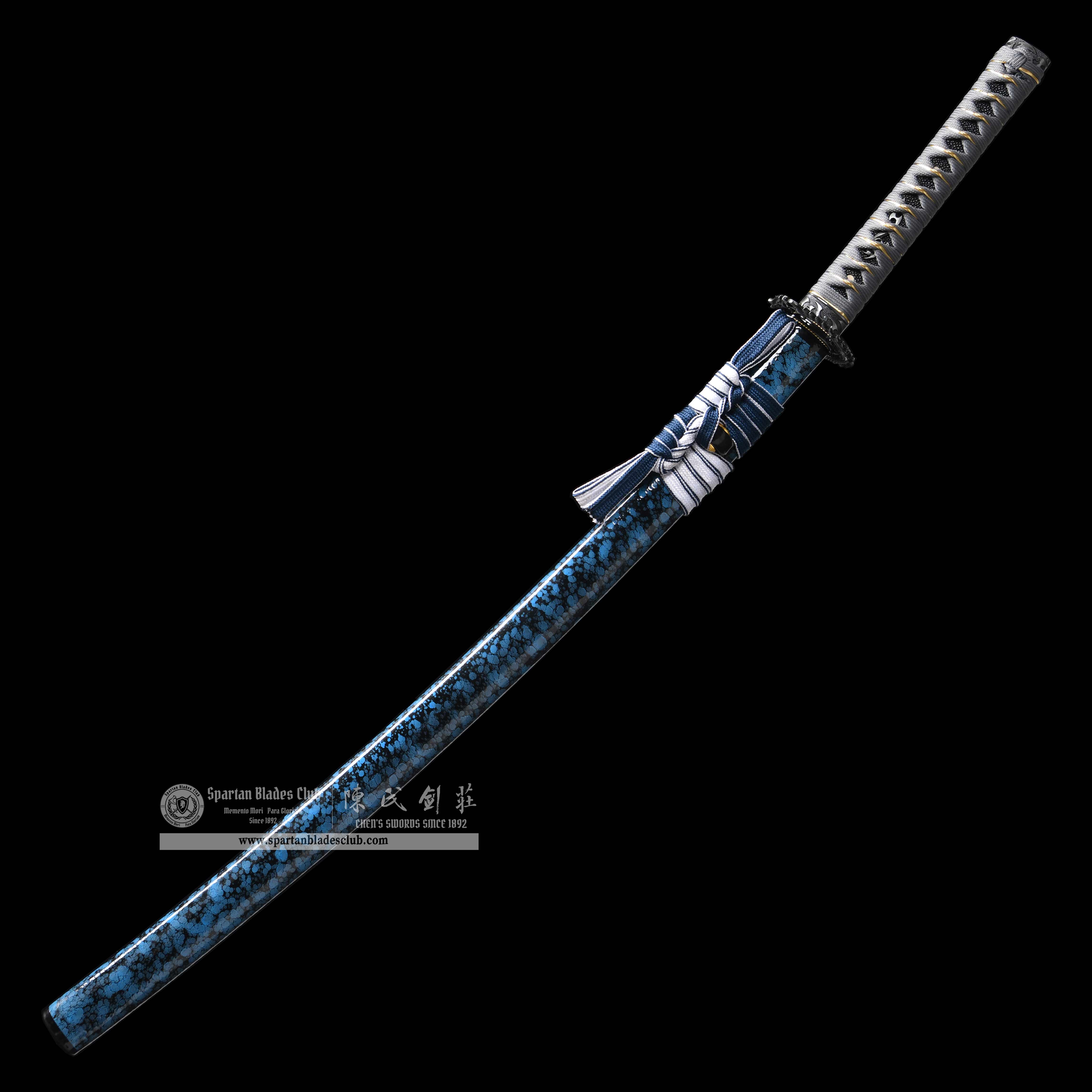 HY95 | Longyu Blade | Katana | T10 steel | clay-tempered | real hamon | 15-step hand-polishing process | Loong (Chinese Dragon) | Blue | Battle-Ready | Full-tang | Spartan Blades Club | CHEN'S SWORDS 1892 - Spartan Blades Club - 陳氏劍莊1892