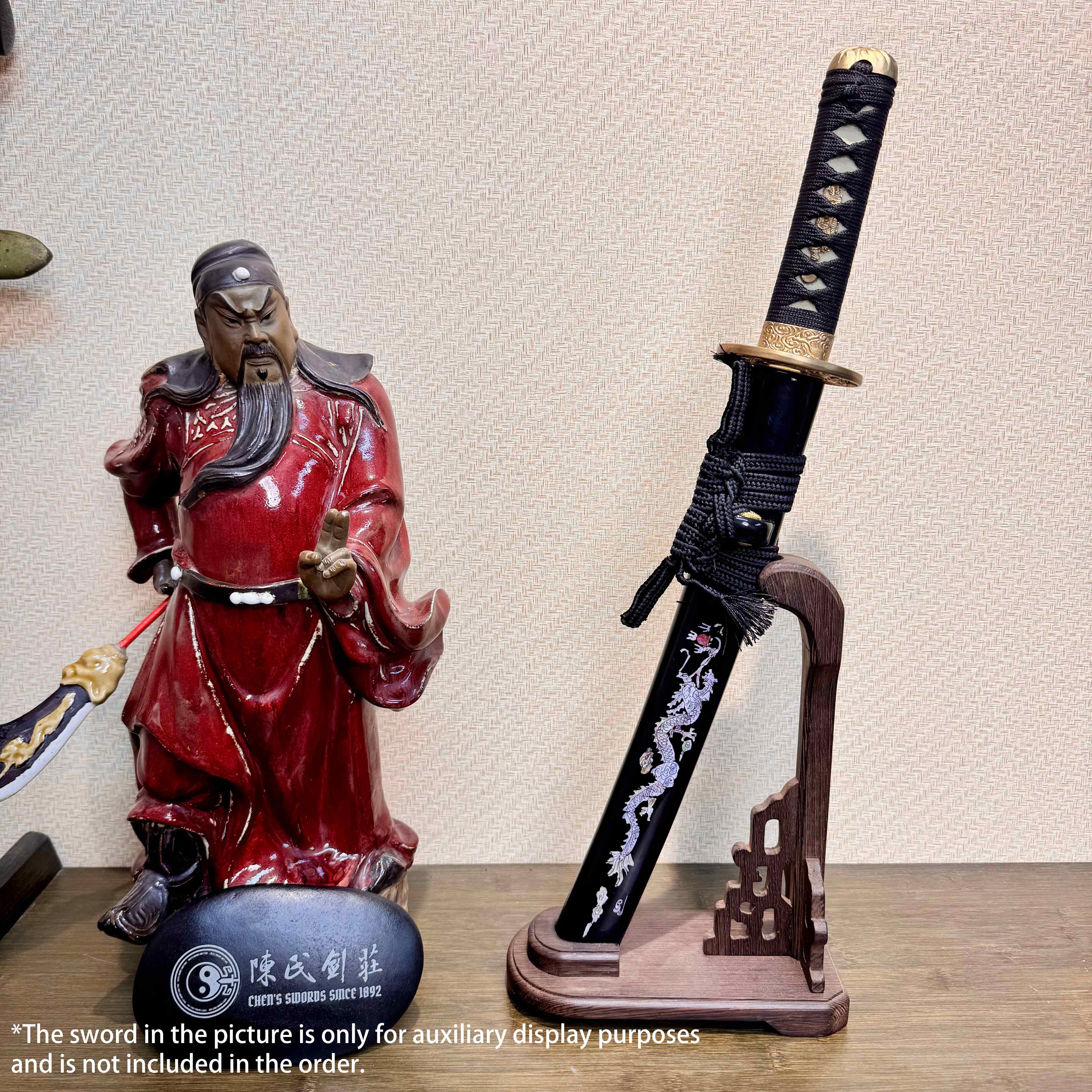 Vertical Sword Stand/Holder/Rack | Graceful Swan-Neck Sword Stand | Solid Wood/Rosewood - Spartan Blades Club - 陳氏劍莊1892