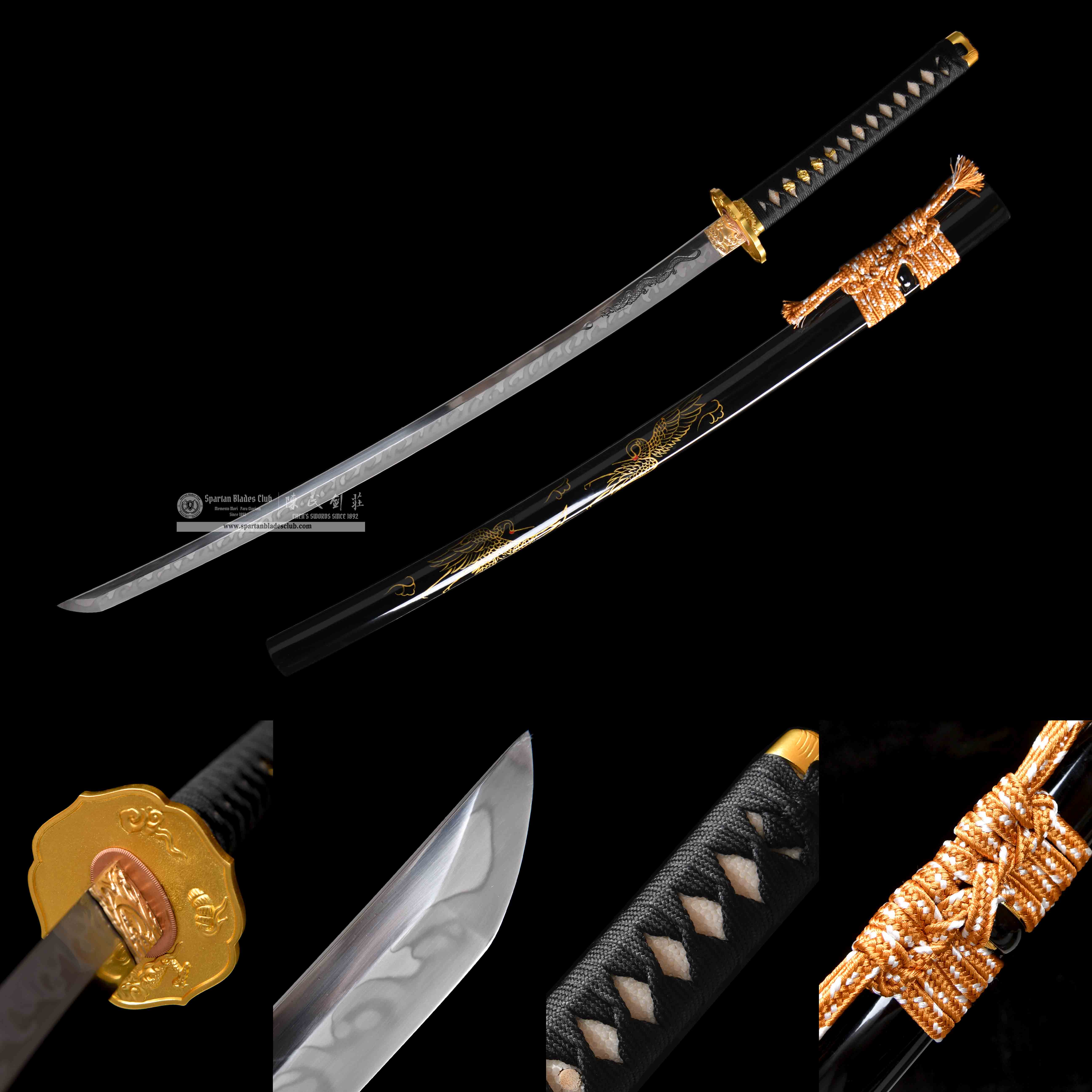 HY94 | Fenghuangs' Blade | Katana | T10 steel | clay-tempered | real hamon | Hadori polishing | phoenix | Black | Battle-Ready | Full-tang | Spartan Blades Club | CHEN'S SWORDS 1892 - Spartan Blades Club
