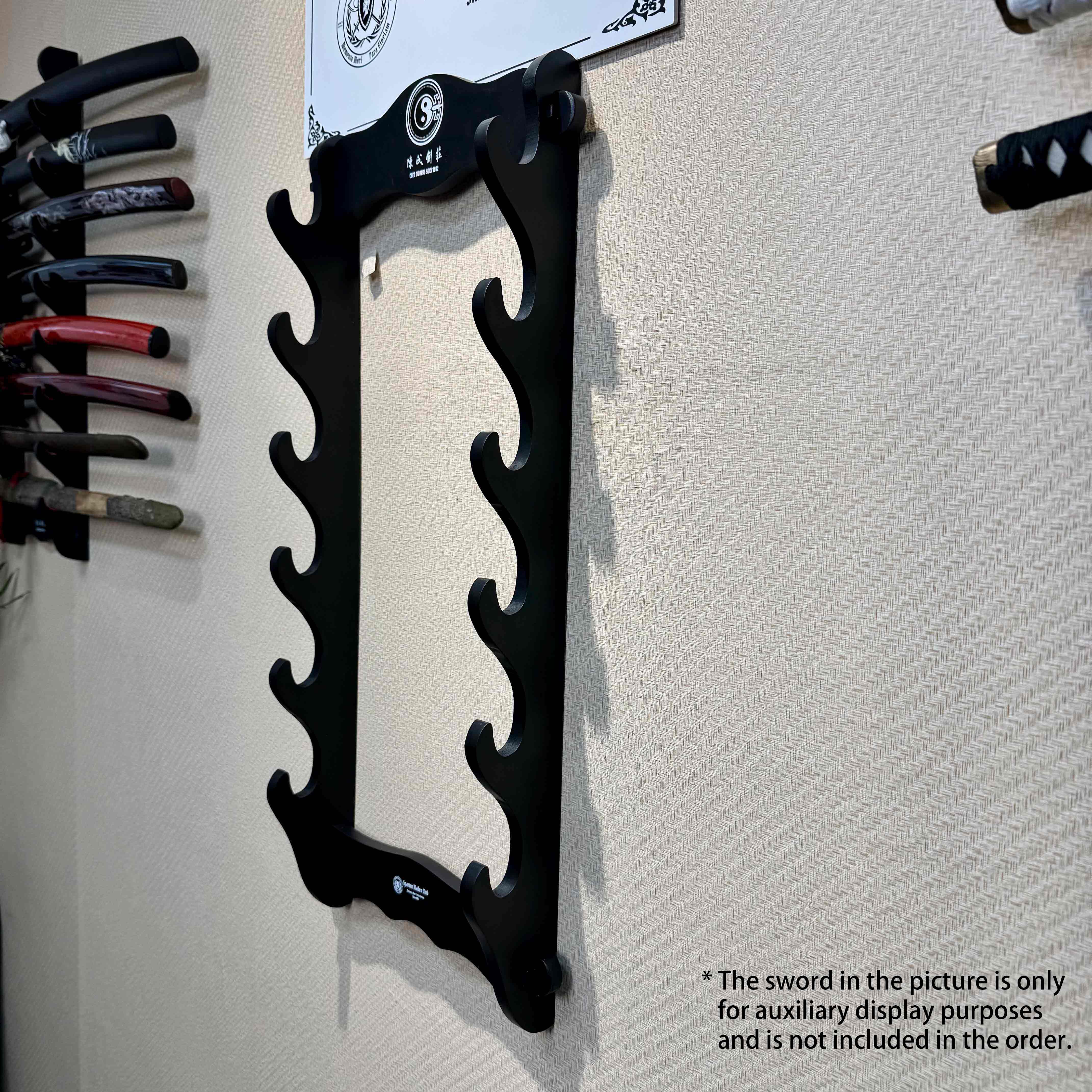 Sleek Wall-Mounted Sword Display Racks | 1/2/3/6 tiers | Elegant Black Wooden | Stand Mount Rack Holder - Spartan Blades Club - 陳氏劍莊1892